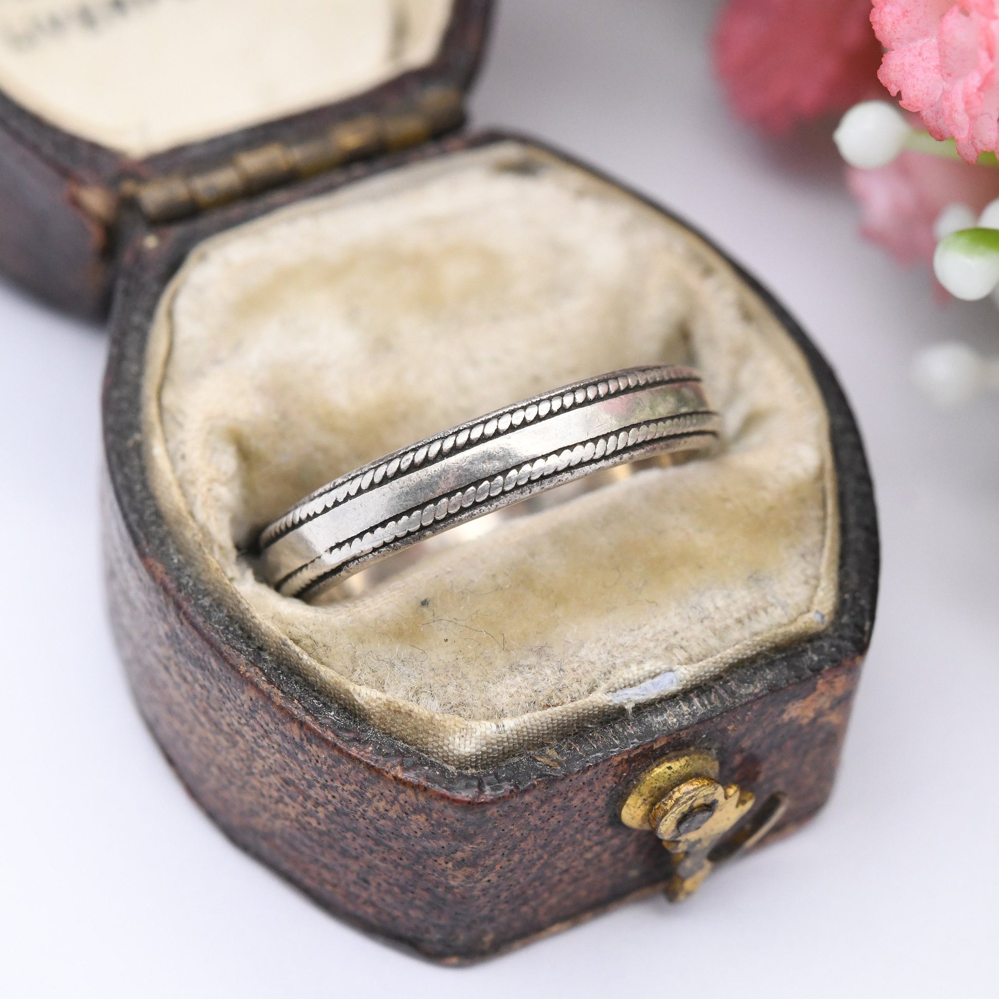 Vintage Sterling Silver Band Ring - Rope Twist Design | Small Size | Unisex Everyday Silver Jewellery | UK Size - M | US Size - 6 1/4