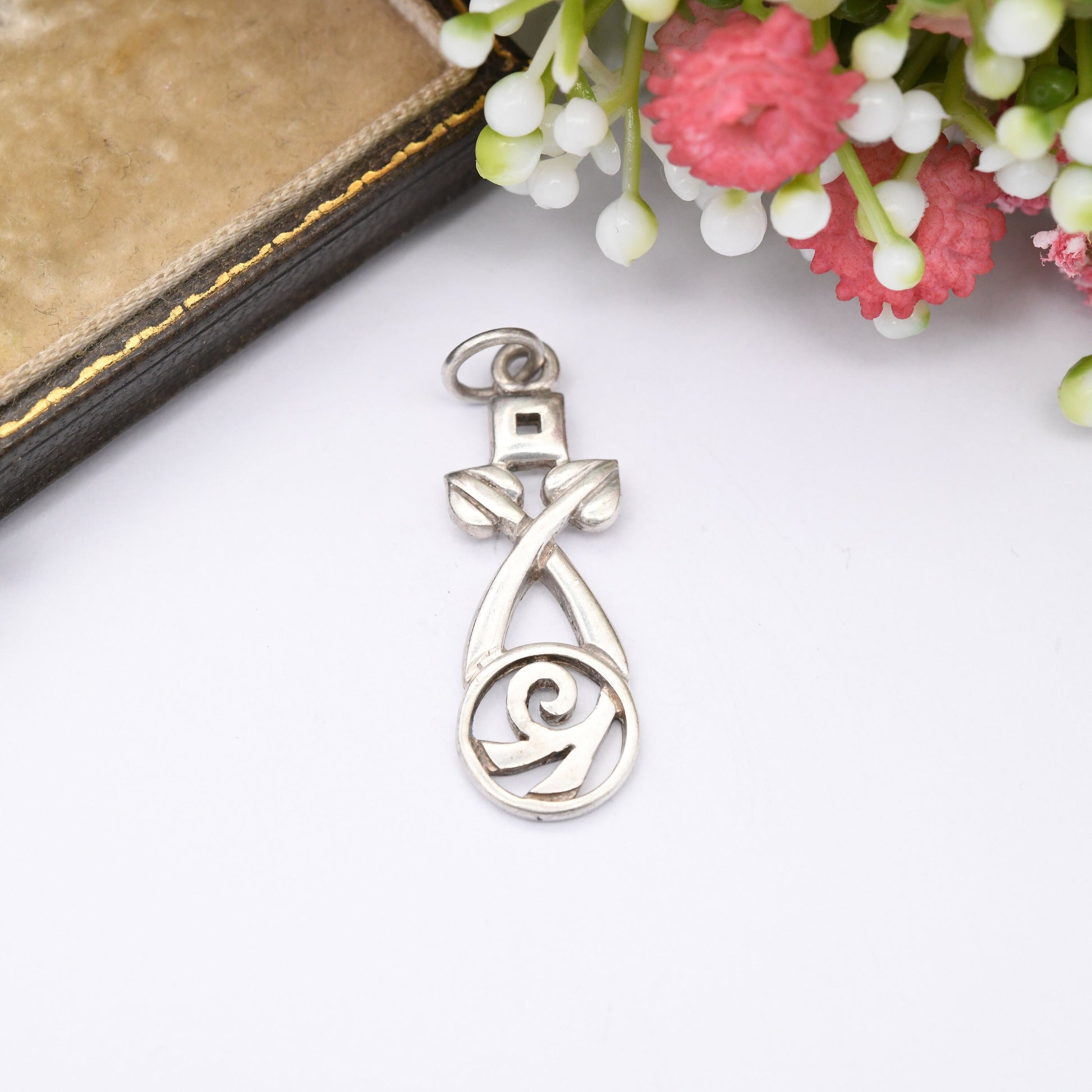 Vintage Sterling Silver Glasgow Rose Flower Openwork Pendant - Celtic Charles Rennie Mackintosh Style | Minimalist Solid Silver