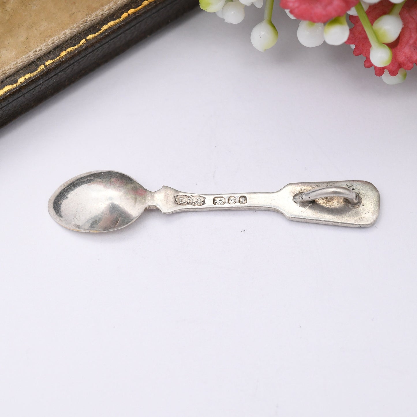 Vintage Sterling Silver Miniature Spoon Pendant 1980 - Unusual Necklace Cutlery | London Hallmarks Solid Silver Little Teaspoon Gold Plated