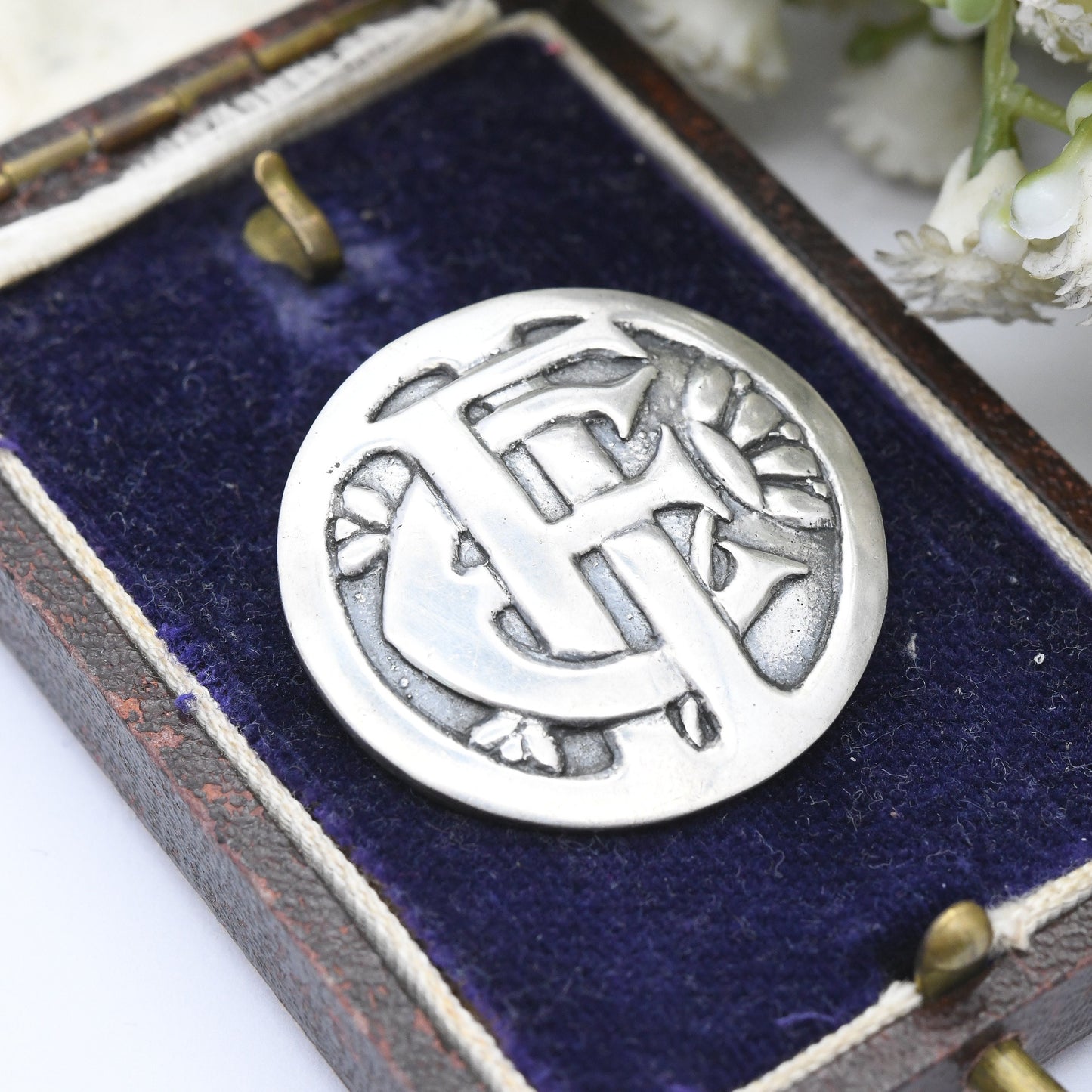 Antique Monogram Brooch Victorian Entwined Letters - Sentimental Name Jewellery | Pretty Gift Calligraphy EFI