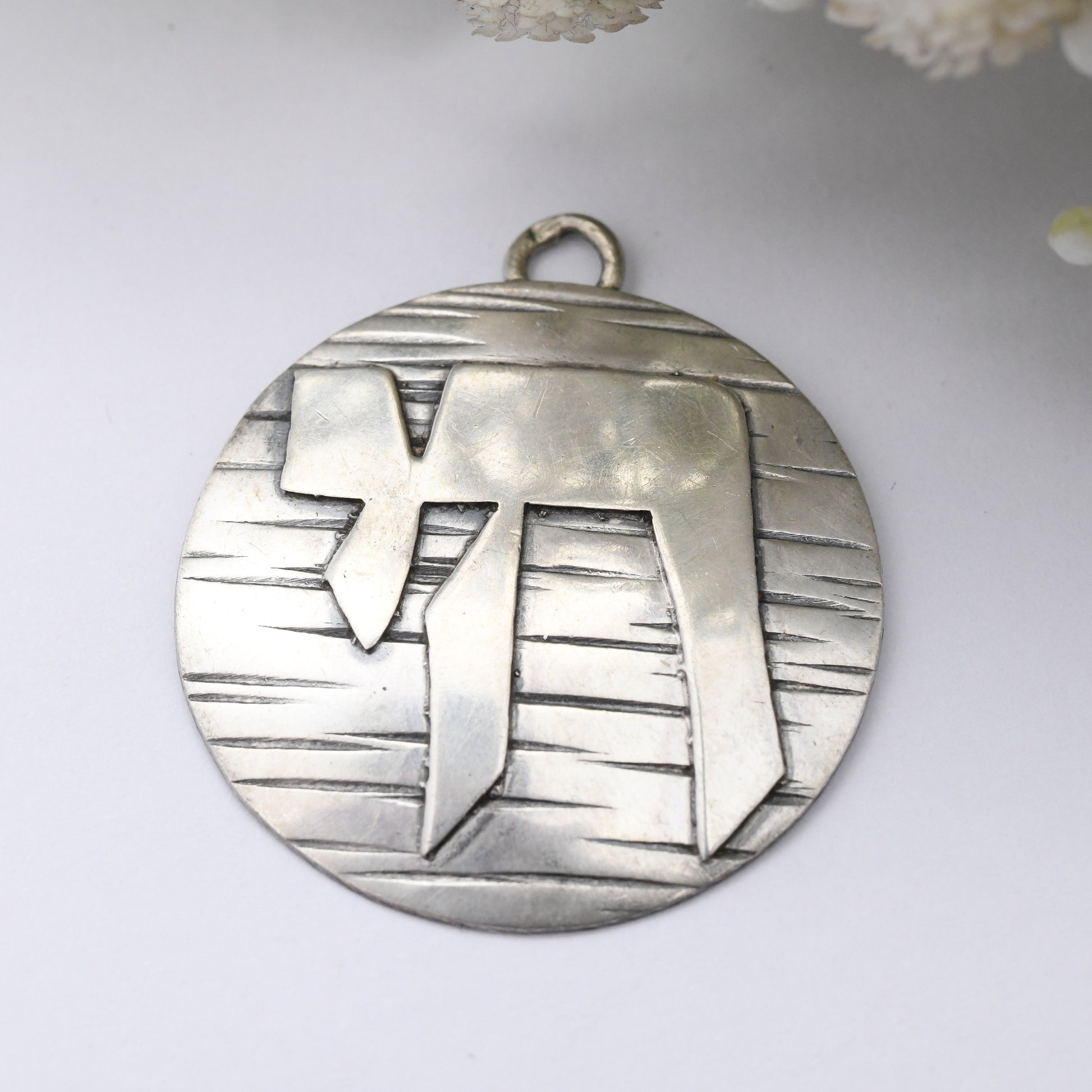 Vintage Israel Sterling Silver Chai Symbol Pendant - Hebrew Hai Life Jewellery | Mid-Century Israeli Silver