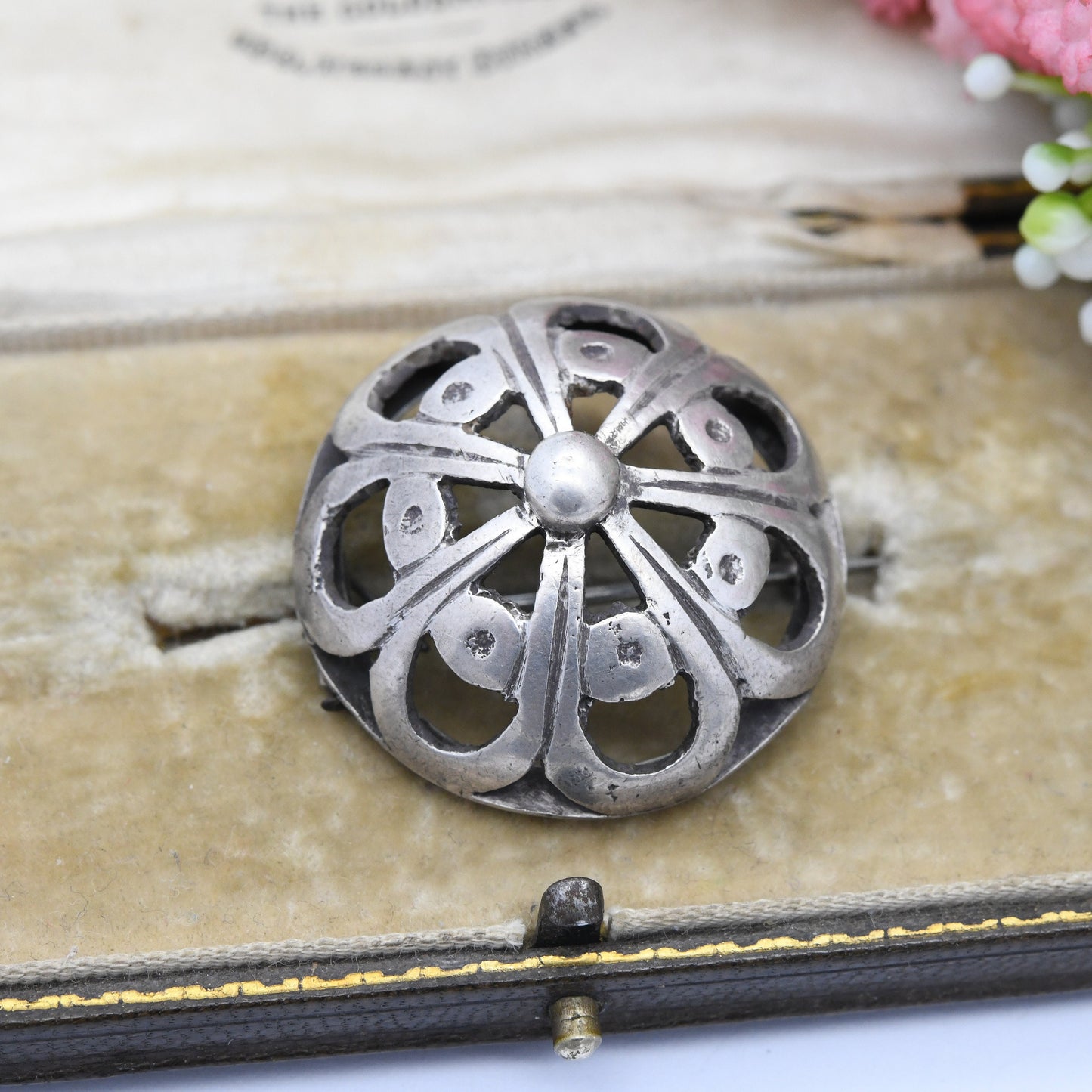 Vintage Maltese Silver Boule Brooch Round Ball - Chunky Heavy Silver Statement Jewellery | European 20th Century Solid Silver