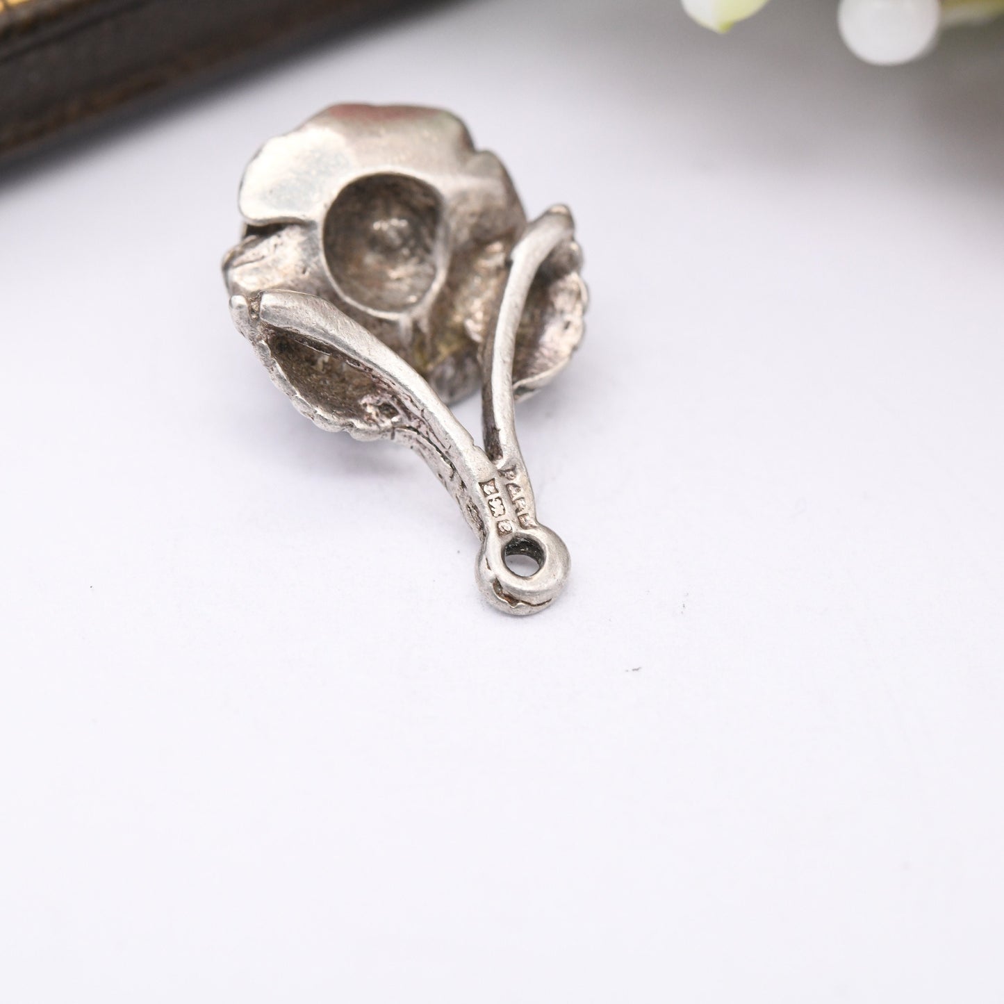 Vintage Sterling Silver Rose Flower Pendant 1977 - Detailed Realistic Style | Pretty Gift for Her