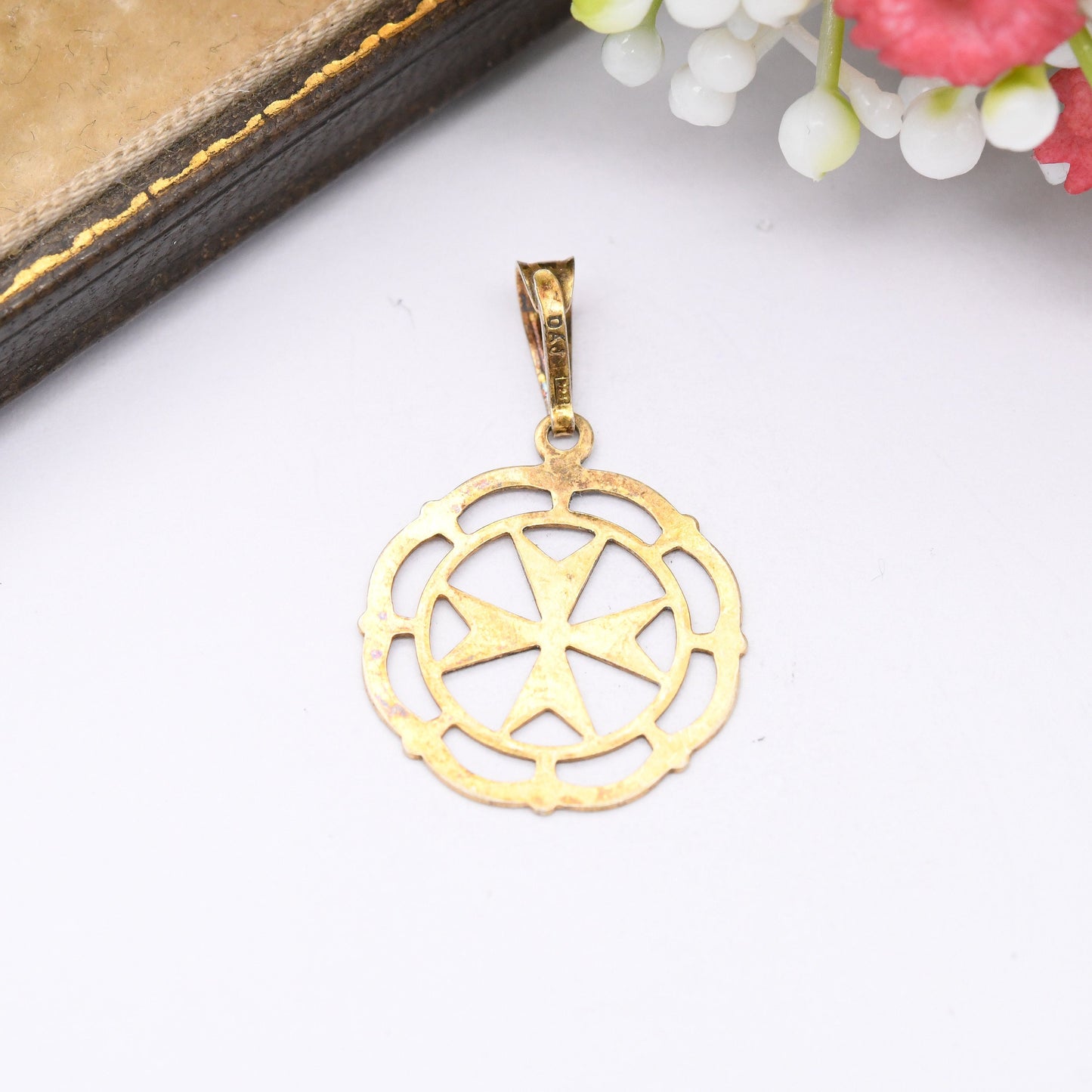 Vintage Gold Plated Sterling Silver Maltese Cross Pendant - Pretty Gift for Charm Necklace Stack