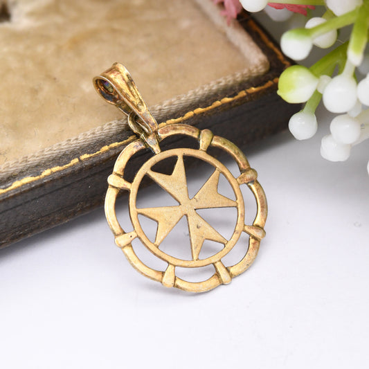 Vintage Gold Plated Sterling Silver Maltese Cross Pendant - Pretty Gift for Charm Necklace Stack