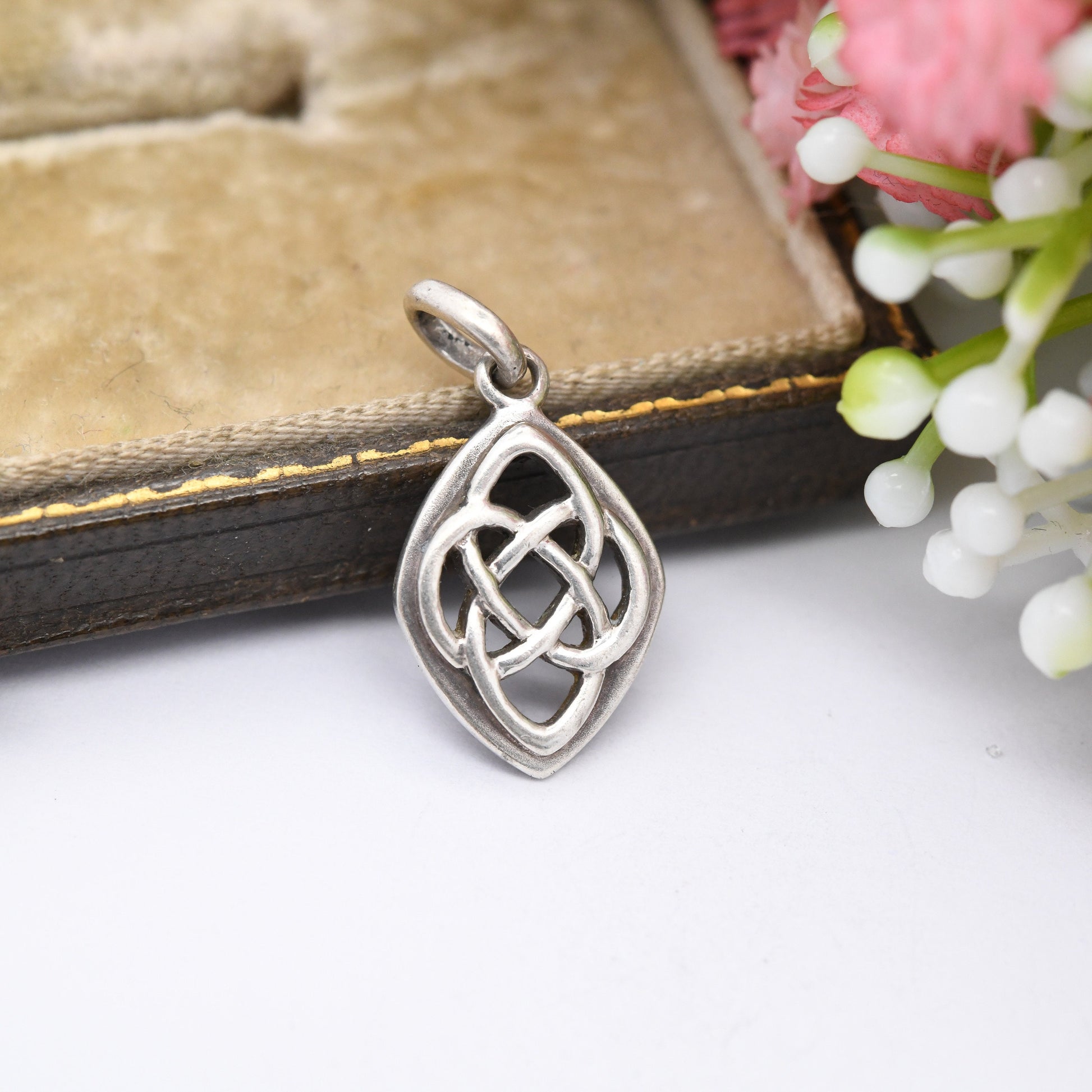 Vintage Sterling Silver Quatrefoil Celtic Knot Pendant by Kit Heath - British Designer 1990s Jewellery | Small Pendant for Charm Necklace