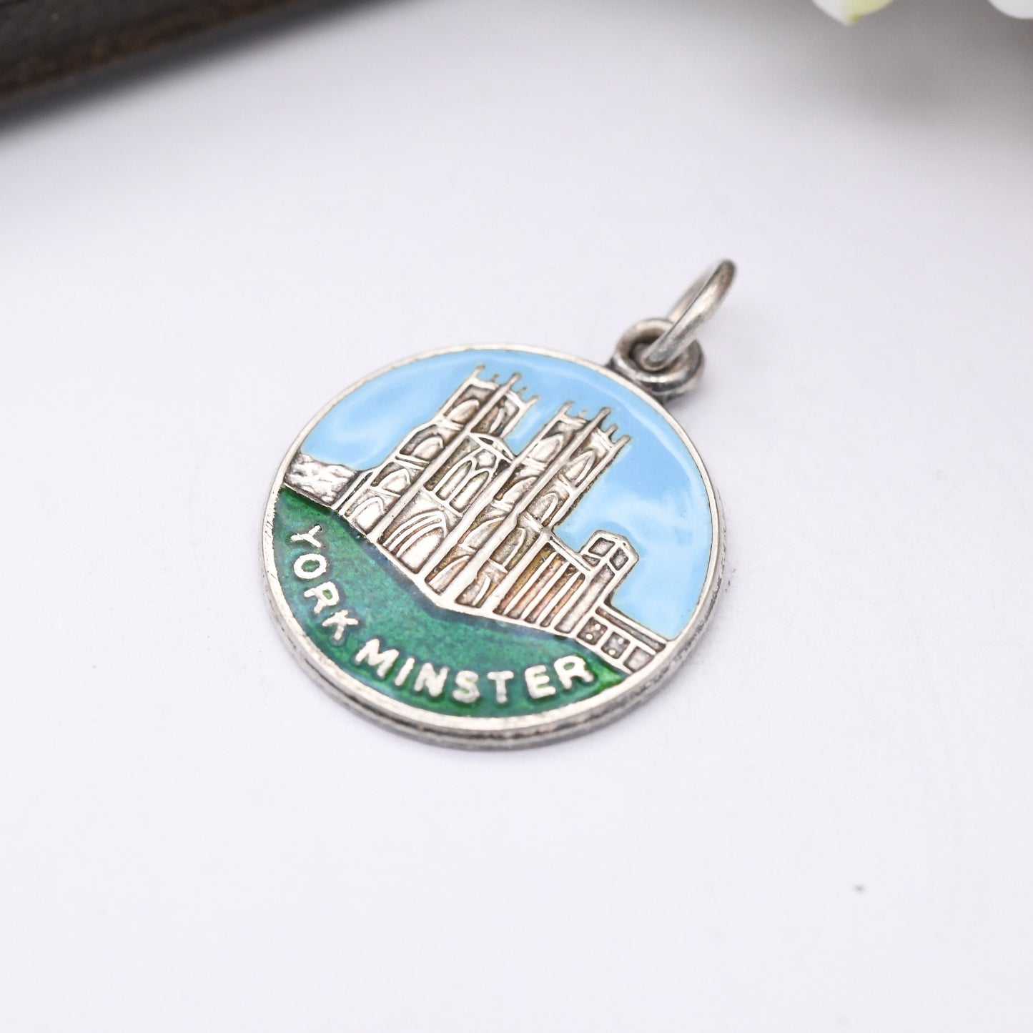 Vintage Sterling Silver York Minster Enamel Souvenir Charm Pendant by Deakin and Francis D&F - Yorkshire | Tourist Charm Bracelet Scrap Book