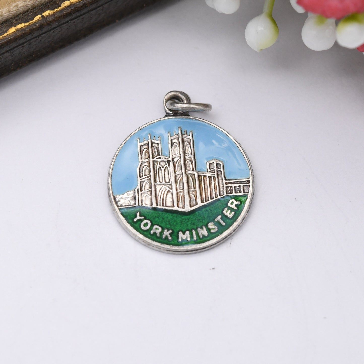 Vintage Sterling Silver York Minster Enamel Souvenir Charm Pendant by Deakin and Francis D&F - Yorkshire | Tourist Charm Bracelet Scrap Book