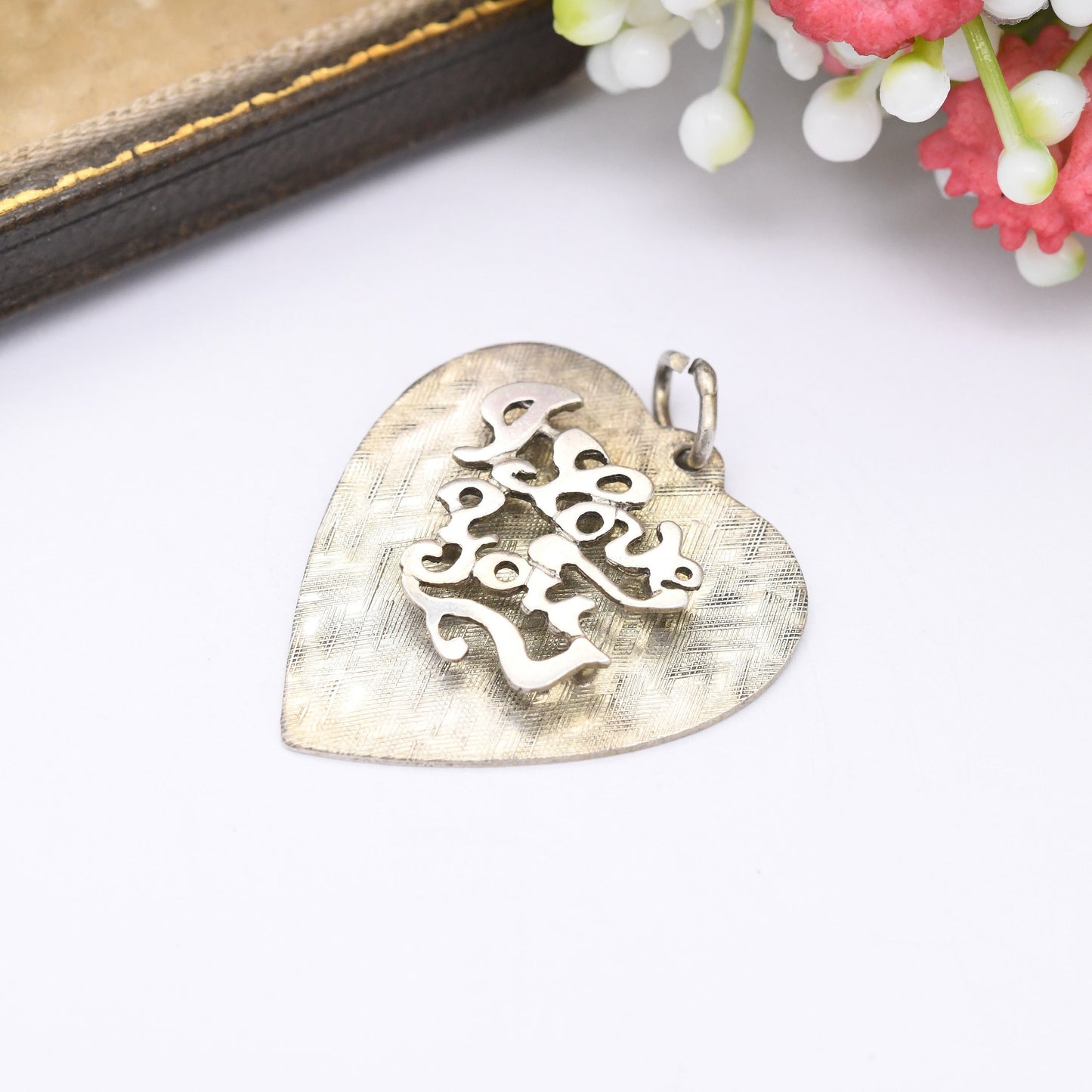 Vintage Sterling Silver I Love You Pendant Heart Shaped - Cute Valentine's Day Gift | Statement Love Heart Necklace | Sentimental Jewellery