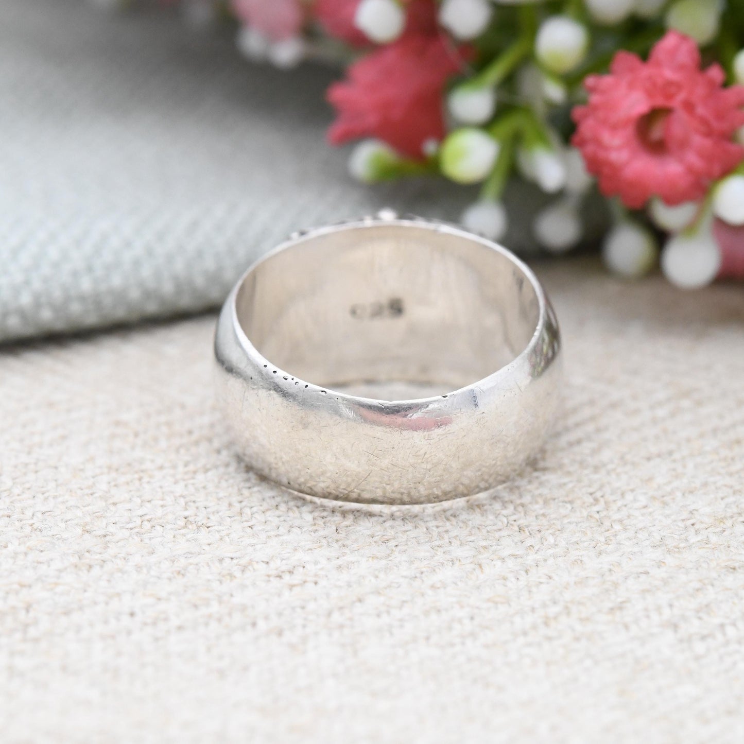 Vintage Sterling Silver Wirework Cannetille Band Ring - Chunky Mid-Century Silver Jewellery | UK Size - O 1/2 | US Size - 7 1/2
