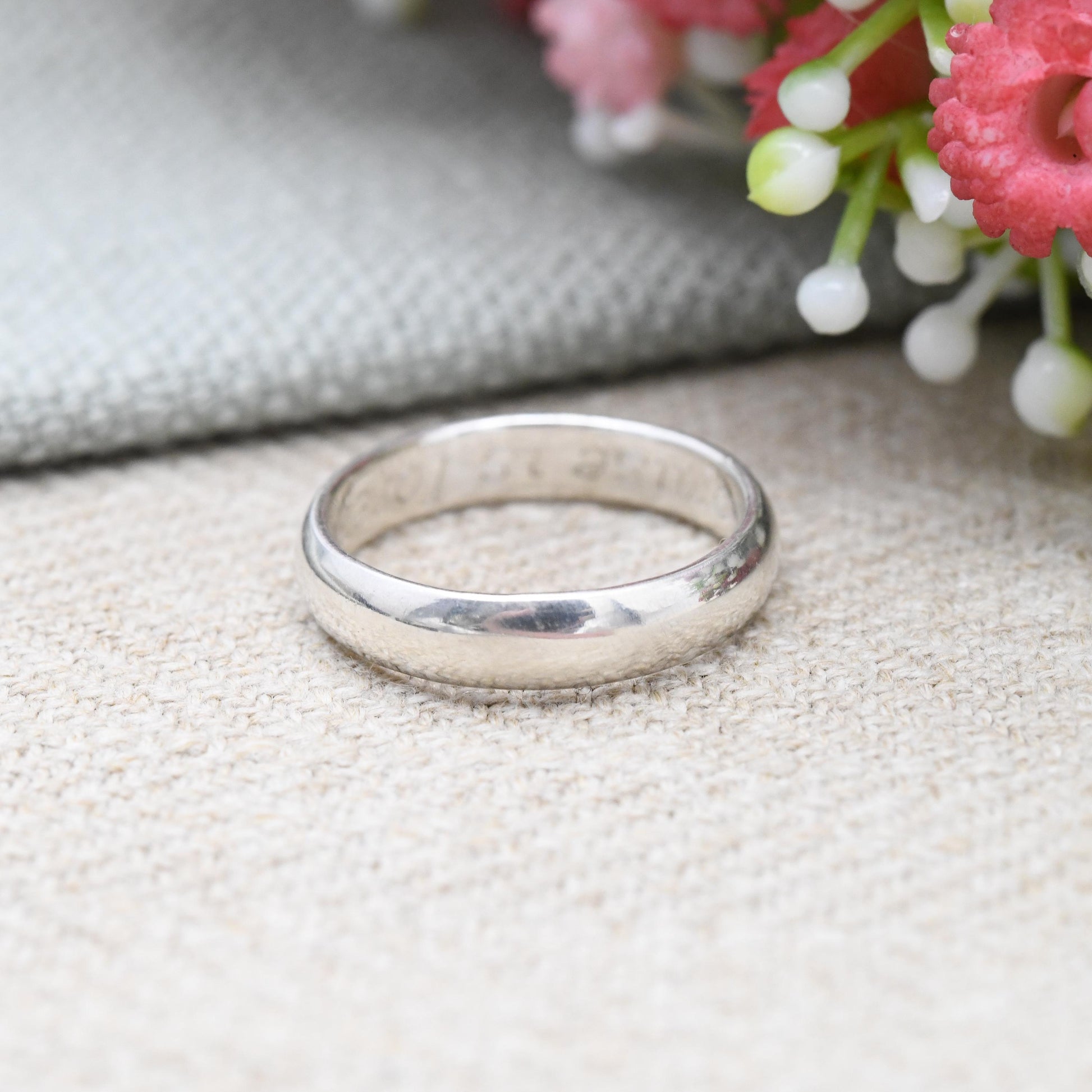 Vintage Sterling Silver Band Ring Engraved A Promise is Forever - Minimalist Stacking | Hidden Message | UK Size - K 1/2 | US Size - 5 1/2