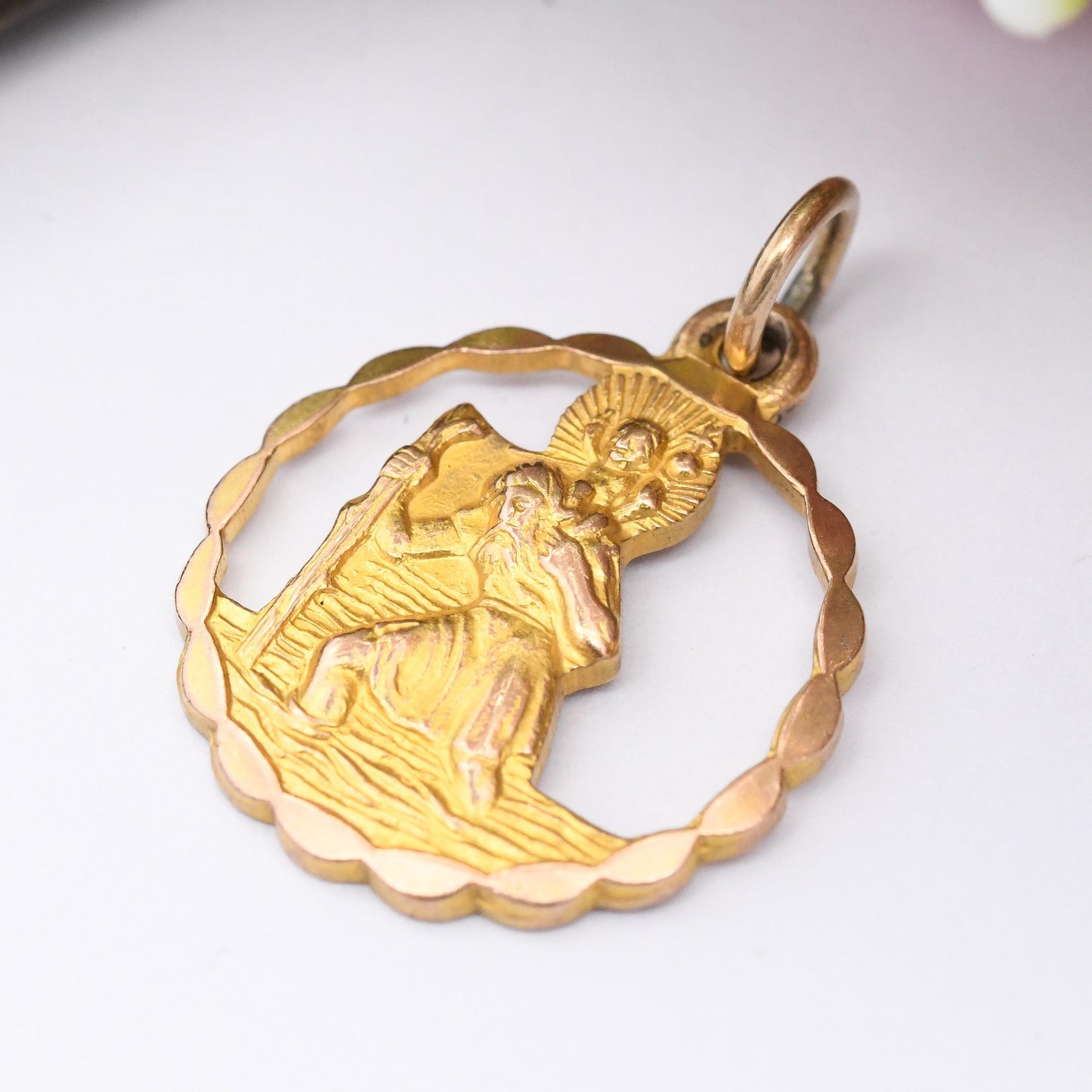 Vintage 9ct Gold Georg Jensen St Christopher Pendant 1978 - Patron Saint of Travellers Travel Gift Religious Saint Christian Necklace