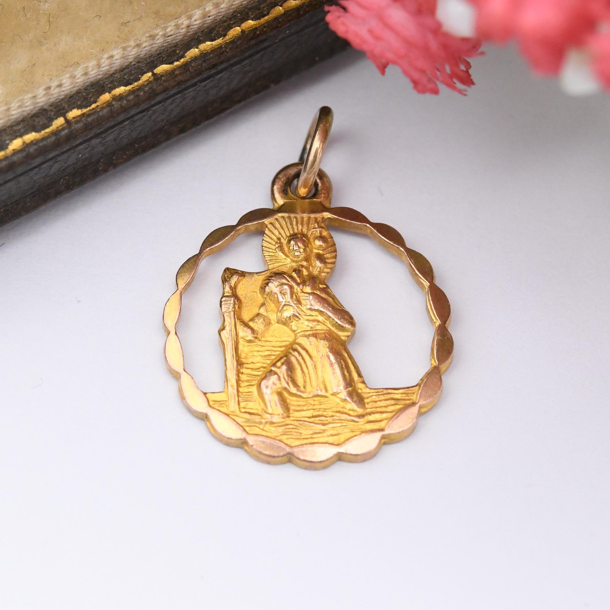 Vintage 9ct Gold Georg Jensen St Christopher Pendant 1978 - Patron Saint of Travellers Travel Gift Religious Saint Christian Necklace