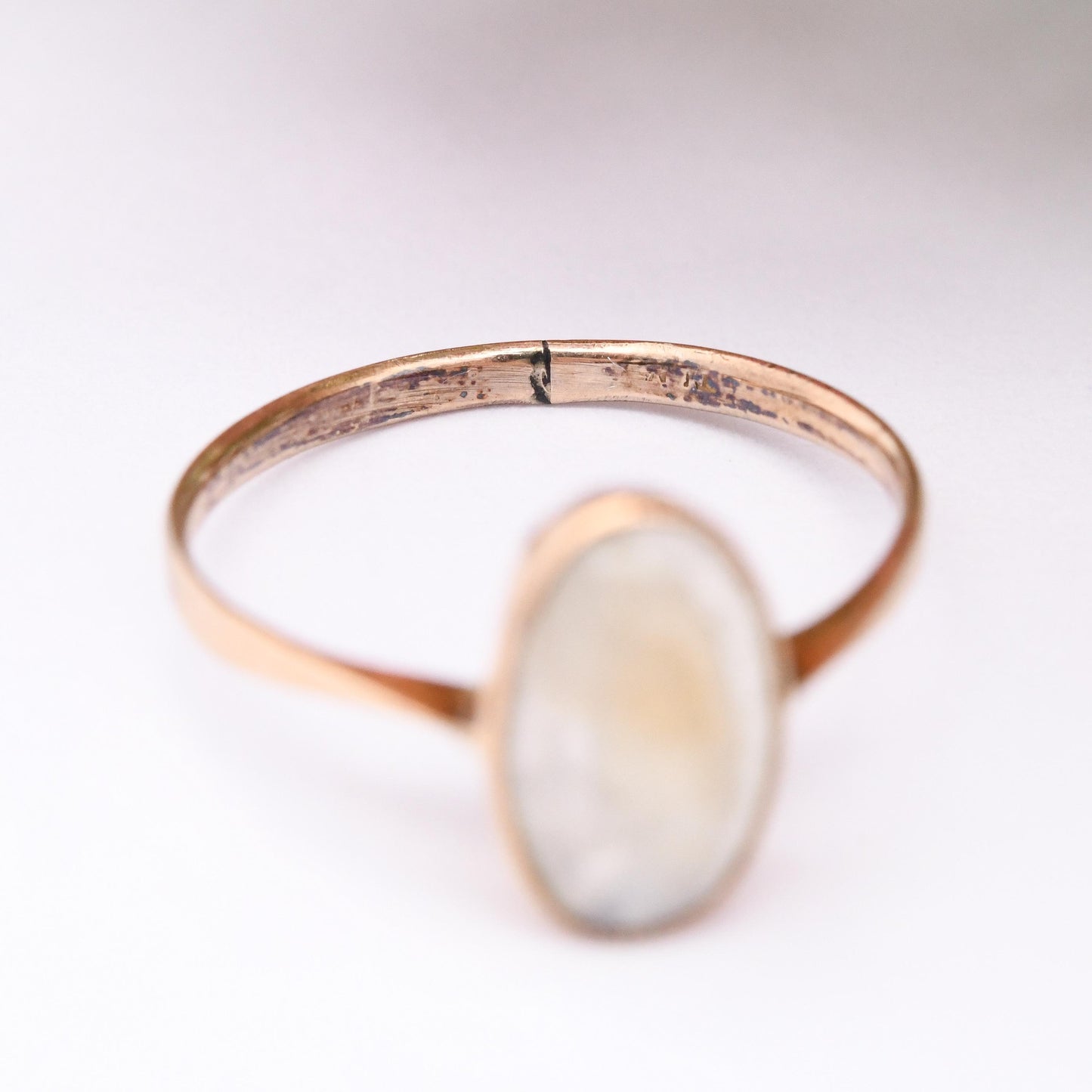 Antique Victorian 9ct Gold Moonstone Ring - Oval Cabochon Gemstone Ring | Antique Rose Gold Jewellery | UK Size - L 1/2 | US Size - 6