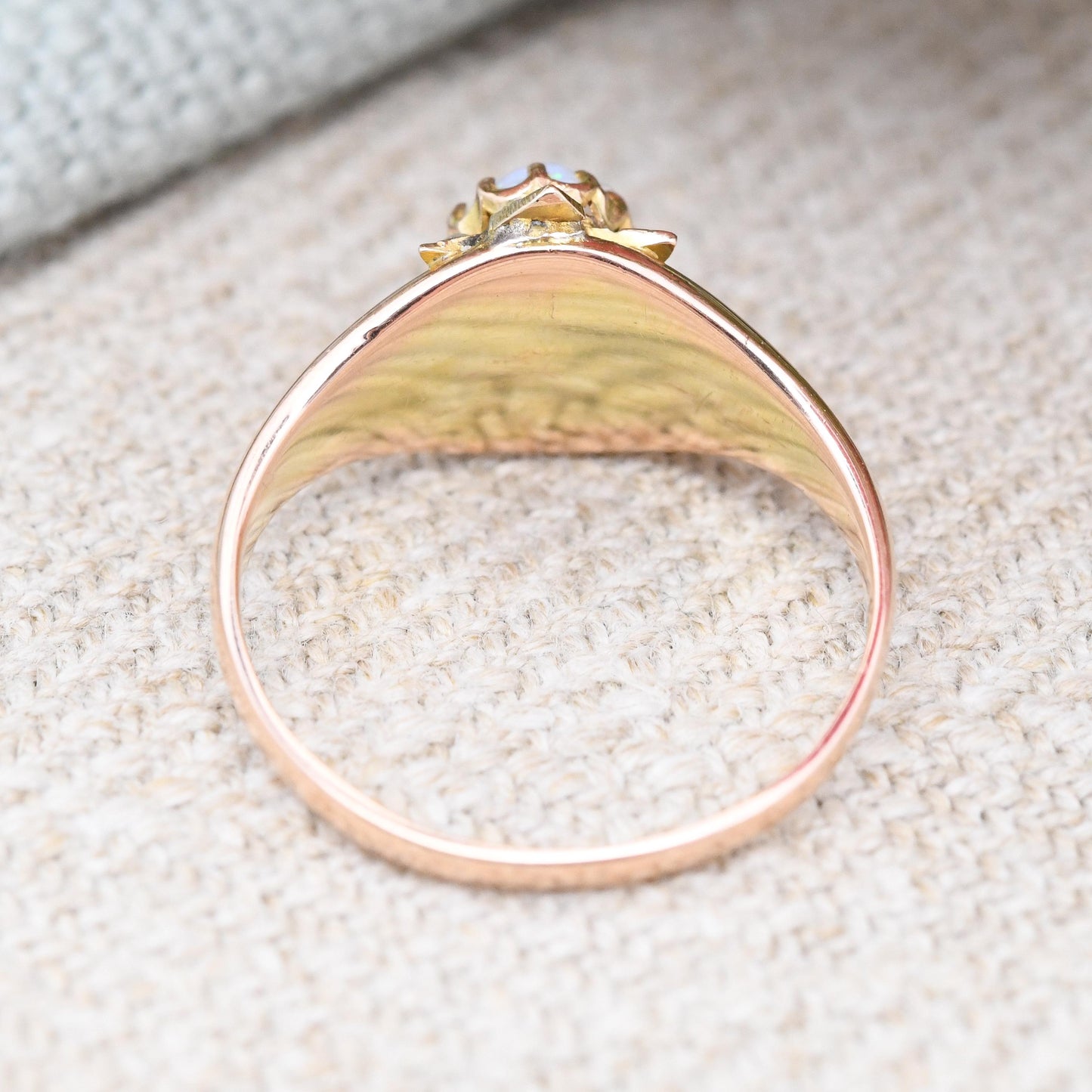 Antique 9ct Gold Opal and Pearl Ring 1903 Edwardian - Gemstone Star Halo | Henry Griffith Chester Hallmarks | UK Size - L | US Size - 5 3/4