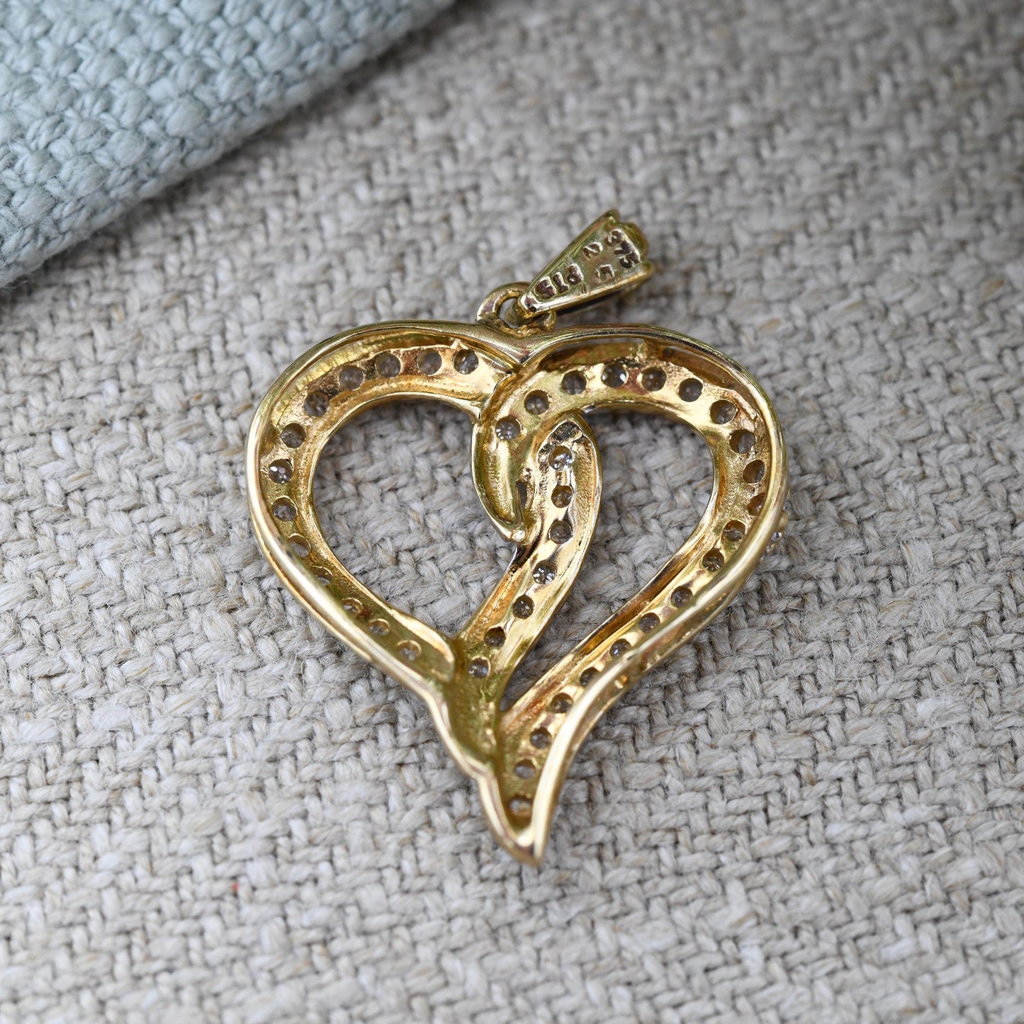 Vintage 9ct Gold Diamond Heart Pendant 0.25 Carats 25 Points - Love Heart Charm for Necklace Stack | Valentine's Gift for Her | Pave Diamond