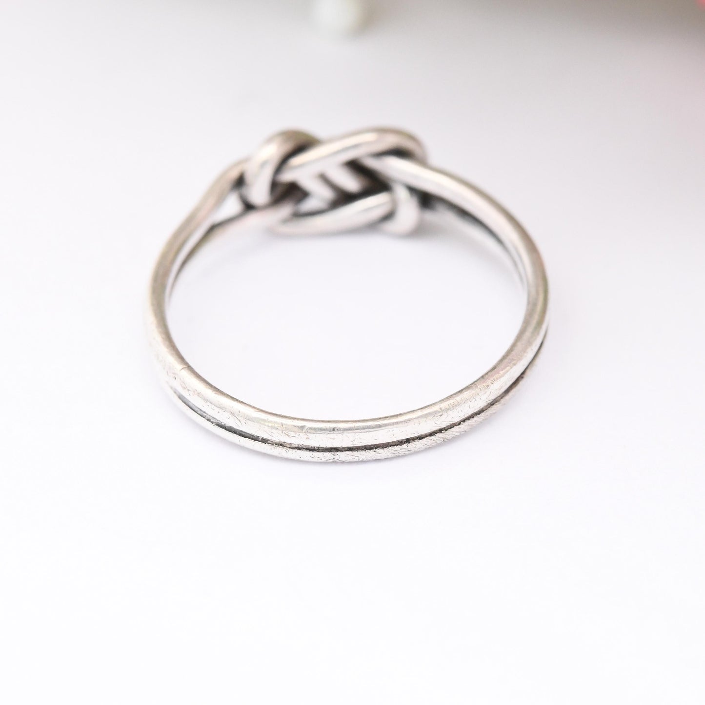 Vintage Sterling Silver Knot Ring- Minimalist Twisted Knot Ring | Puzzle Ring Style | UK Size - O 1/2 | US Size - 7 1/2