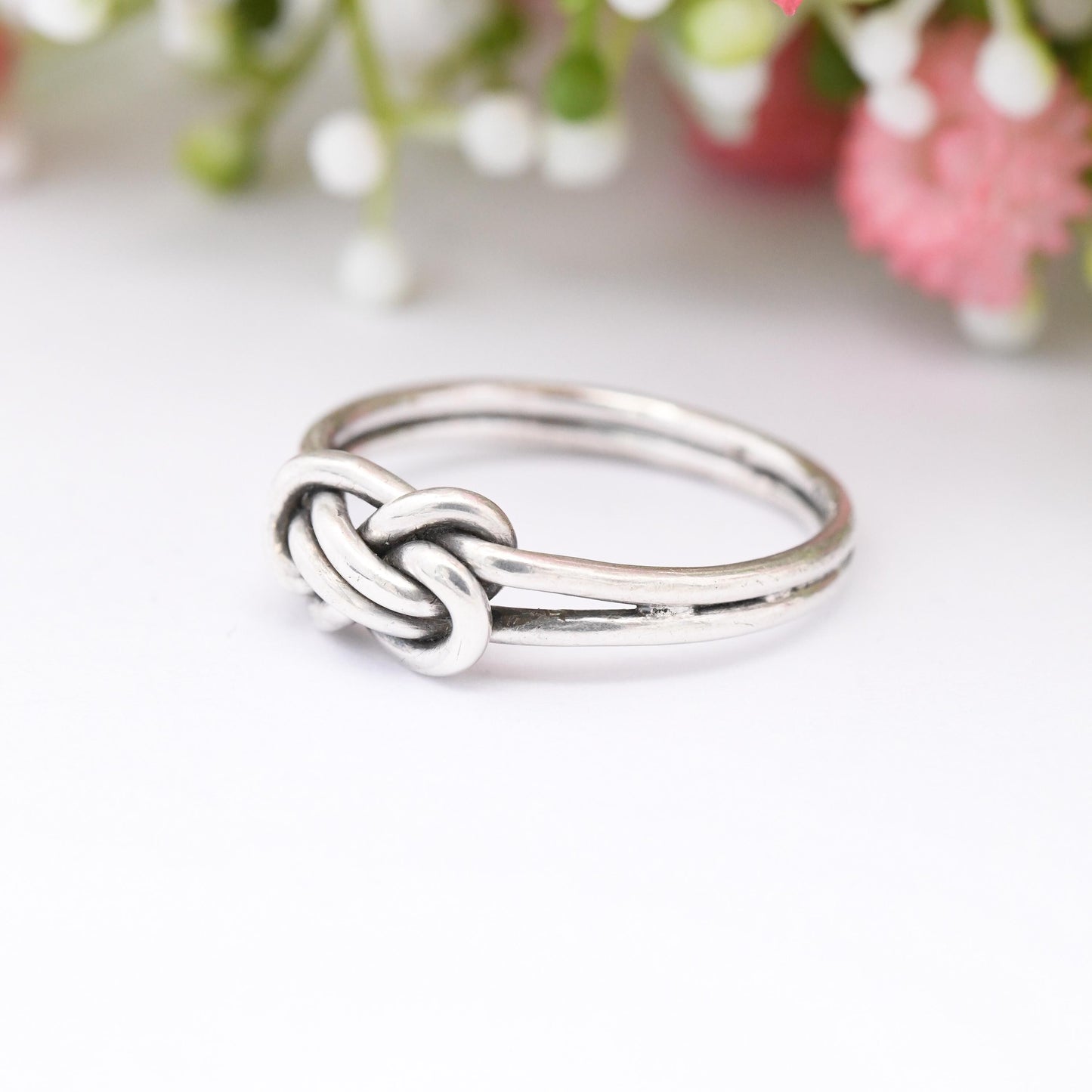 Vintage Sterling Silver Knot Ring- Minimalist Twisted Knot Ring | Puzzle Ring Style | UK Size - O 1/2 | US Size - 7 1/2