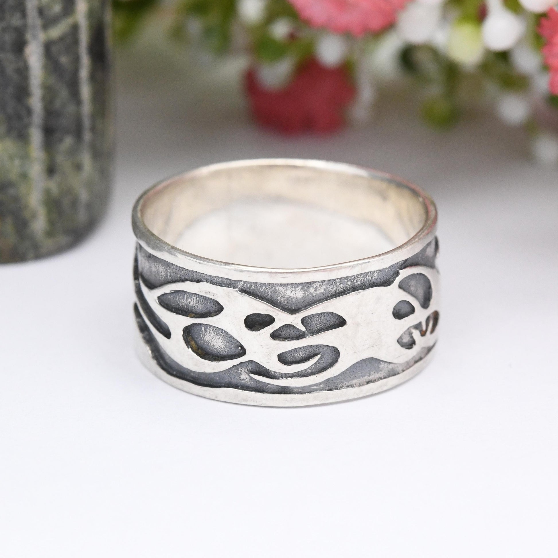 Vintage Sterling Silver Chunky Band Ring - Large Unisex Silver Thumb Ring Middle Finger Ring | Wide Band | UK Size - W | US Size - 11