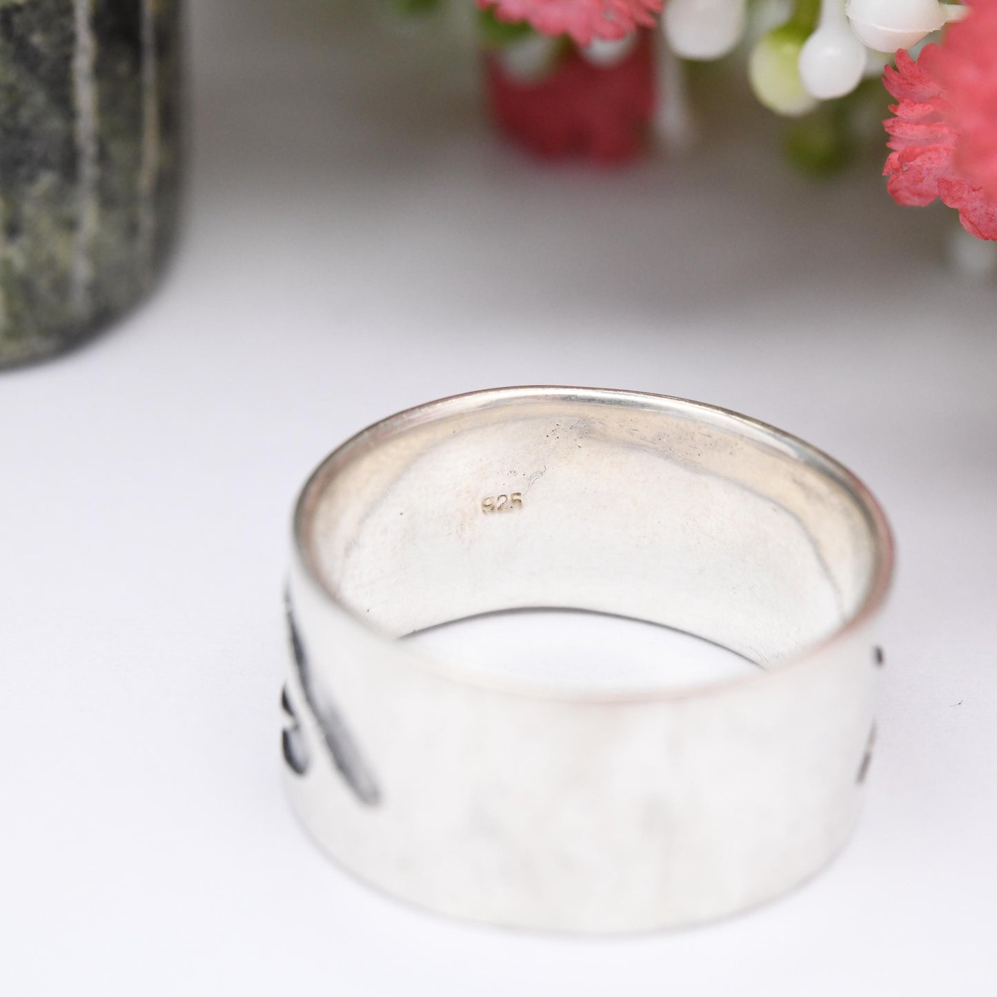 Vintage Sterling Silver Chunky Band Ring - Large Unisex Silver Thumb Ring Middle Finger Ring | Wide Band | UK Size - W | US Size - 11