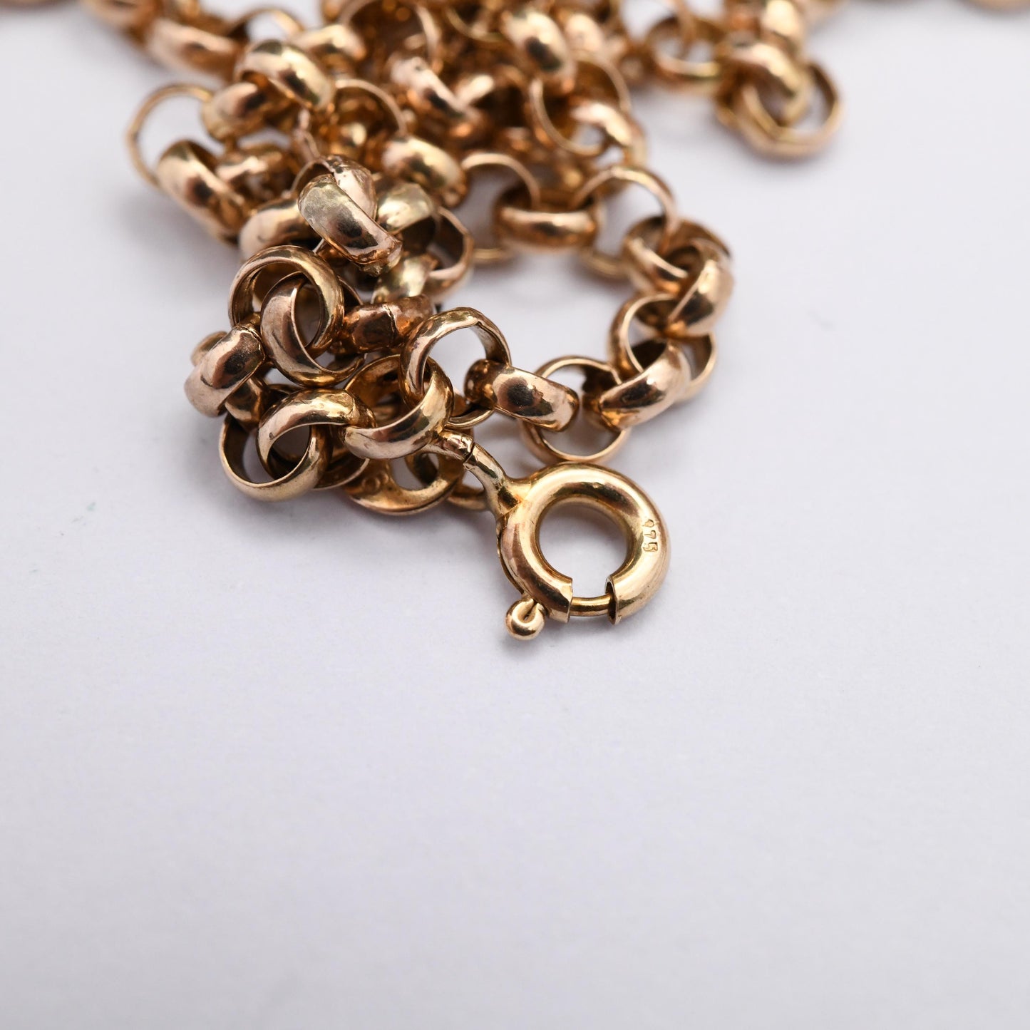 Vintage 9ct Gold Rolo Chain Necklace Made in Italy - Long 9K Solid Gold Chain | 60cm | 24"