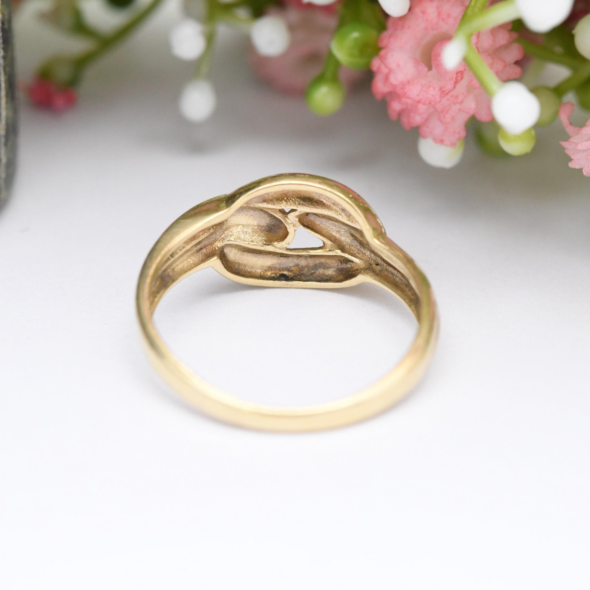 Vintage 9ct Gold Chunky Knot Ring 1994 - 1990's Woven Band Rope Twist | Y2K Jewellery Unisex Gift | UK Size - O | US Size - 7 1/4