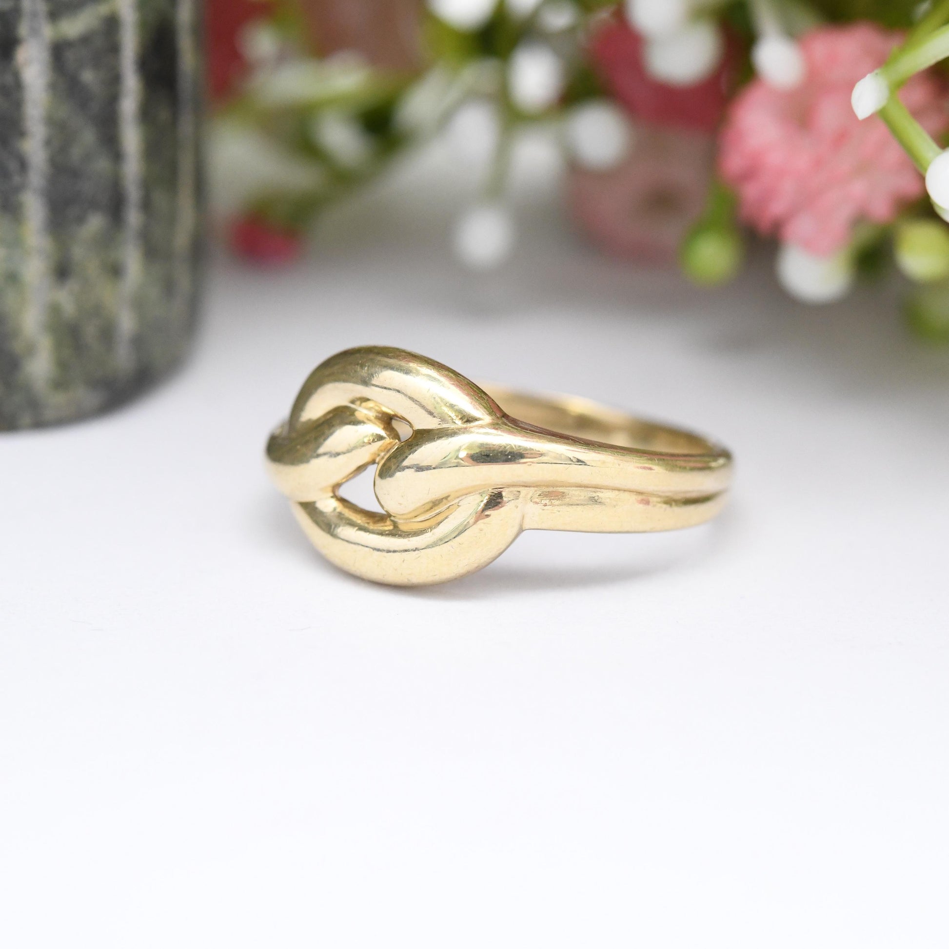 Vintage 9ct Gold Chunky Knot Ring 1994 - 1990's Woven Band Rope Twist | Y2K Jewellery Unisex Gift | UK Size - O | US Size - 7 1/4