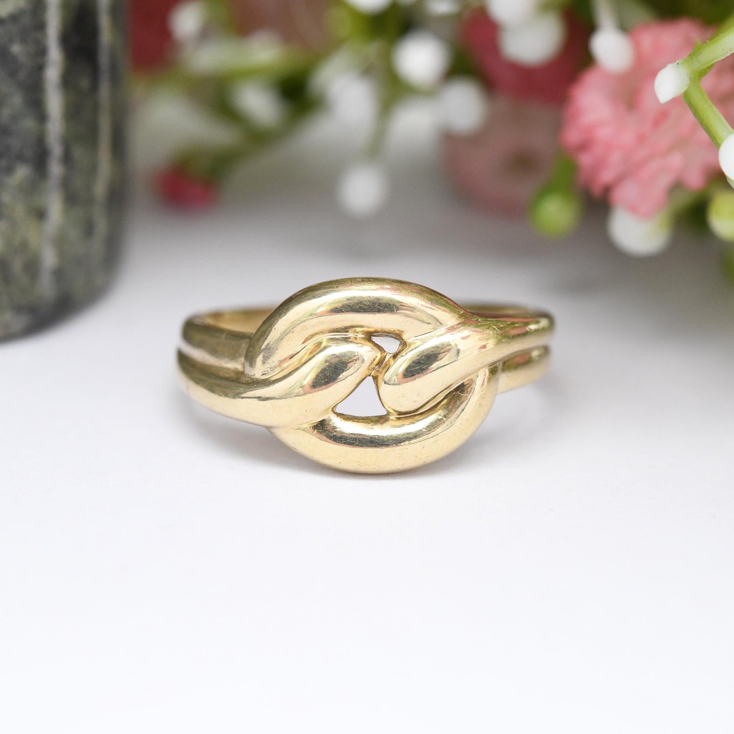 Vintage 9ct Gold Chunky Knot Ring 1994 - 1990's Woven Band Rope Twist | Y2K Jewellery Unisex Gift | UK Size - O | US Size - 7 1/4