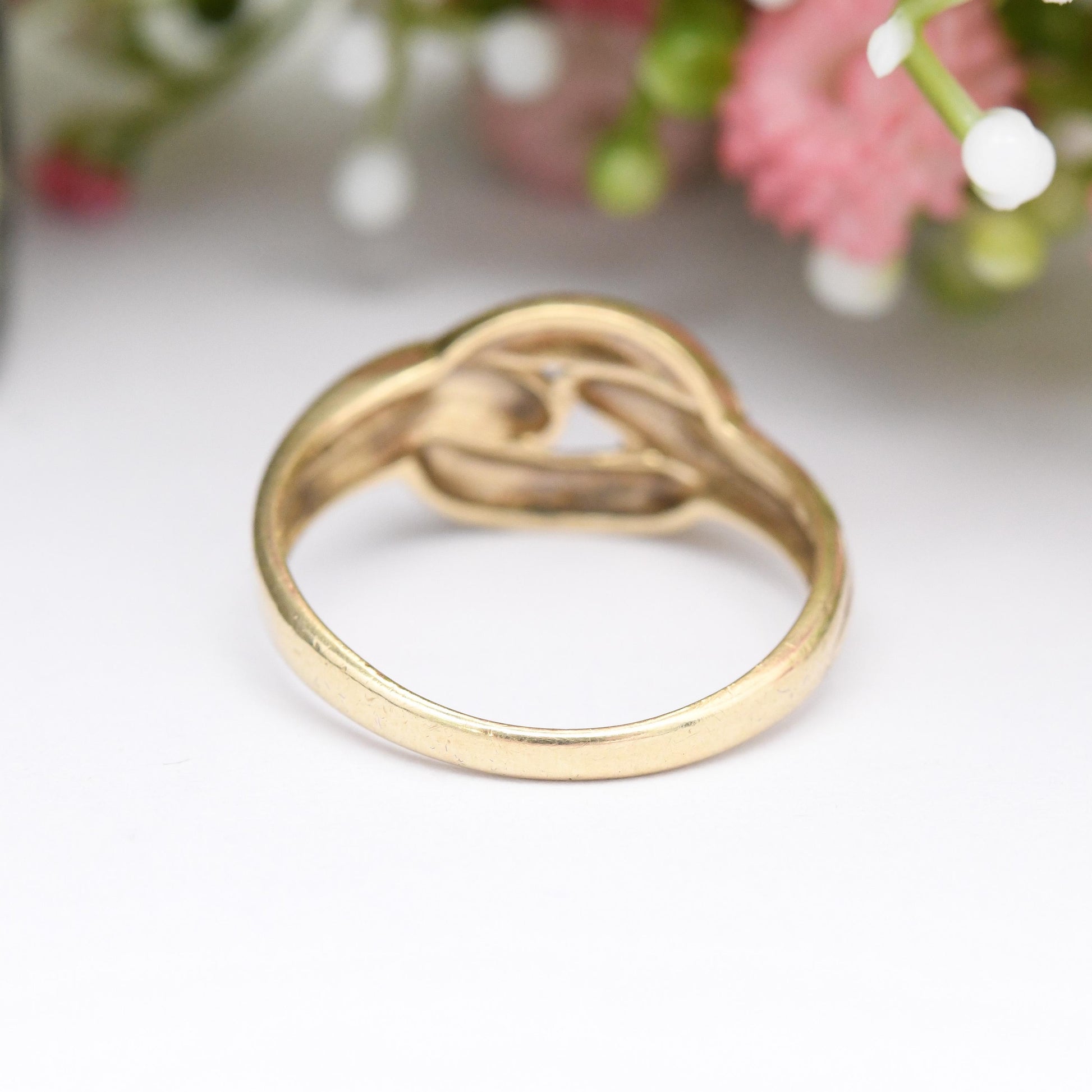 Vintage 9ct Gold Chunky Knot Ring 1994 - 1990's Woven Band Rope Twist | Y2K Jewellery Unisex Gift | UK Size - O | US Size - 7 1/4