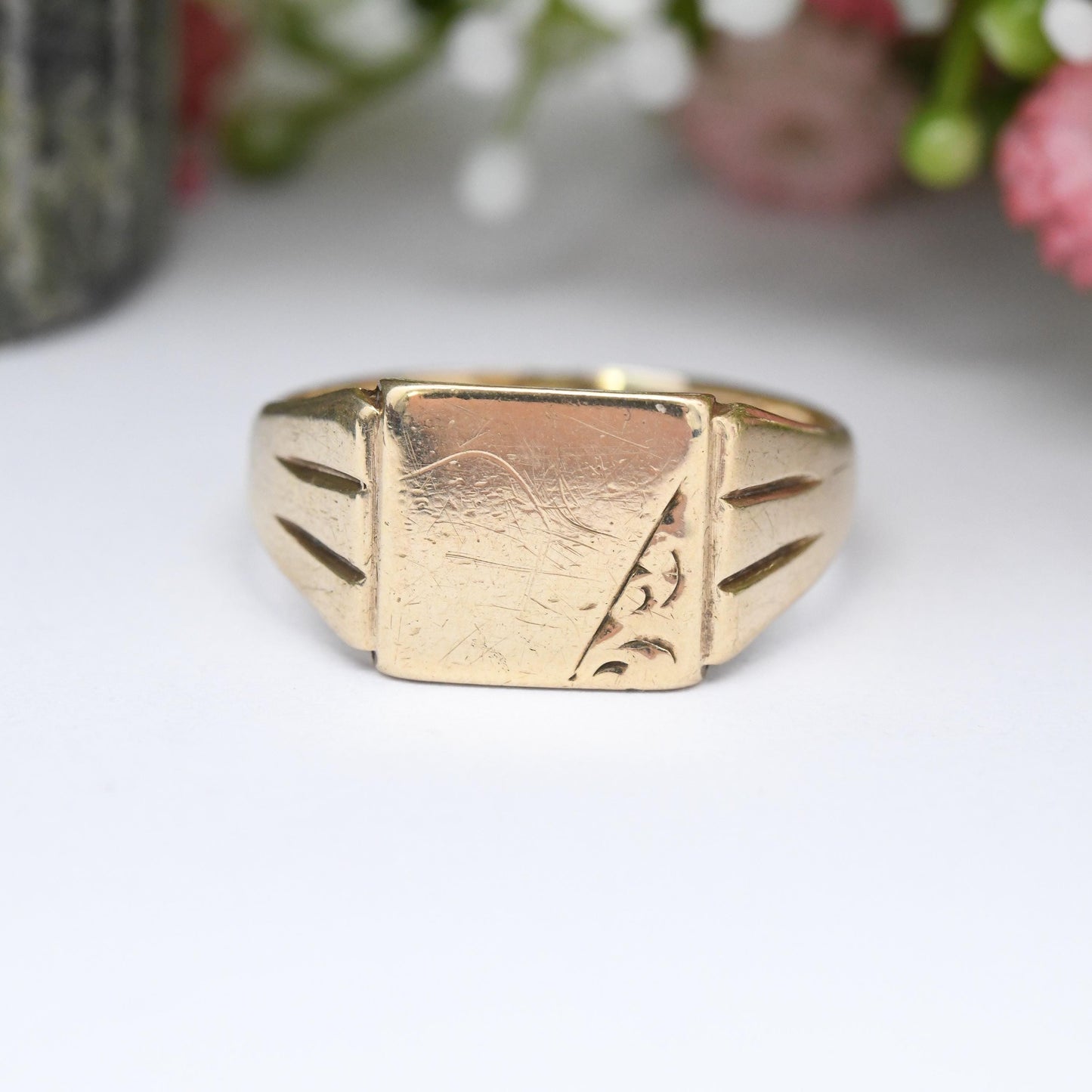 Vintage 9ct Gold Signet Ring 1967 CPS Jewellery - Unisex Everyday Solid Gold Ring | Gift for Him | UK Size - S | US Size - 9