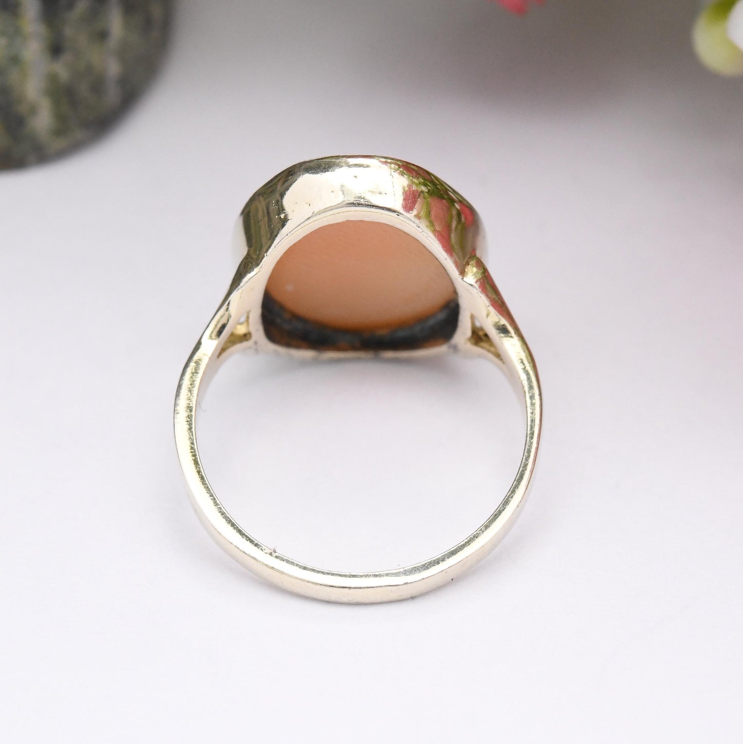 Vintage Sterling Silver Cameo Ring Gold Plated - Classical Woman's Profile | Small Size | UK Size - J 1/2 | US Size - 5