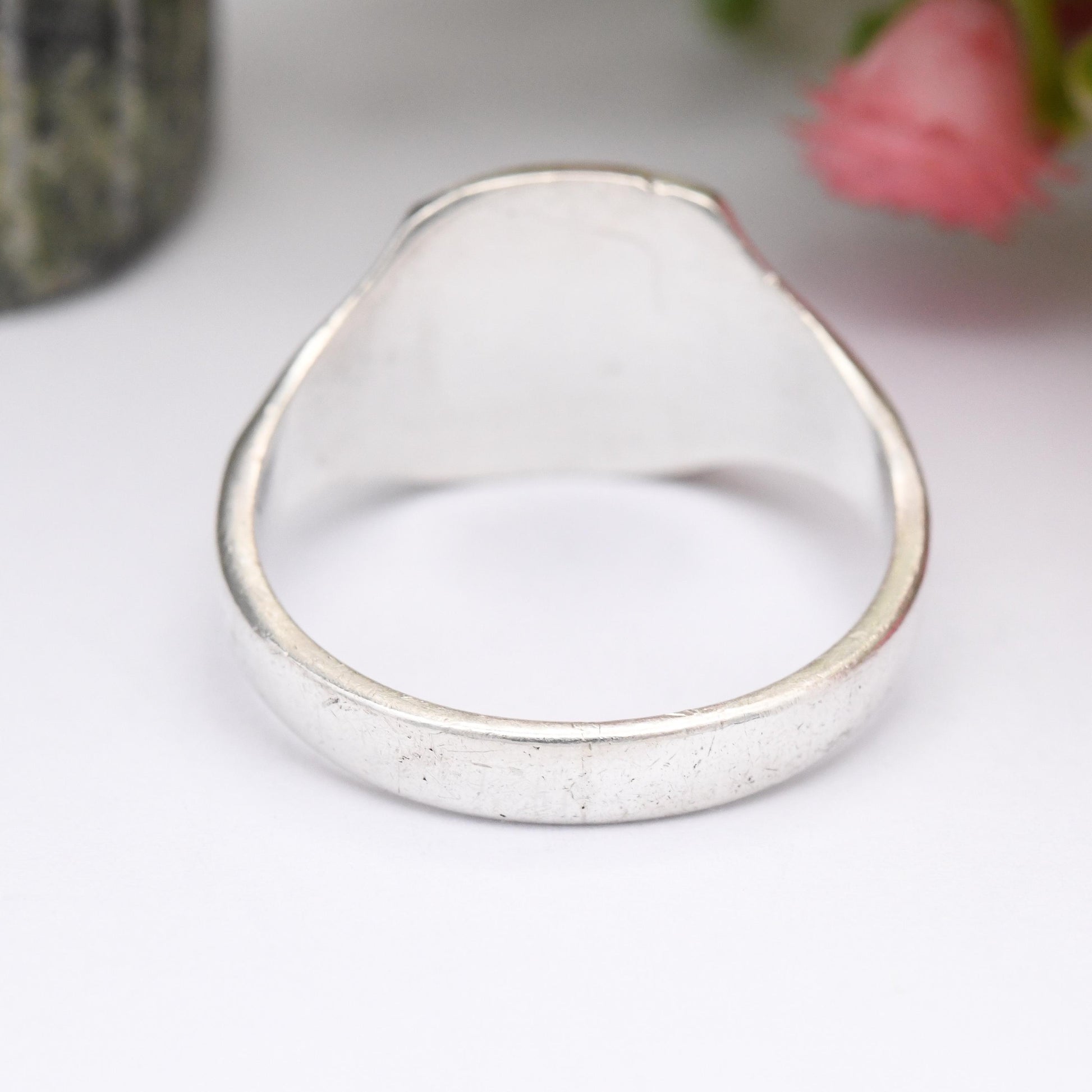 Vintage Sterling Silver Signet Ring 1977 L D Price LDP - Mid-Century Large Unisex Ring Chunky Engraved | UK Size - W 1/2 | US Size - 11 1/4