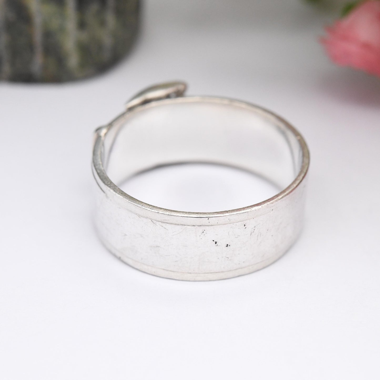 Vintage Sterling Silver Buckle Ring - Minimal Mid-Century Victorian Style | Unisex Belt Wide Band Ring | UK Size - U 1/2 | US Size - 10 1/4