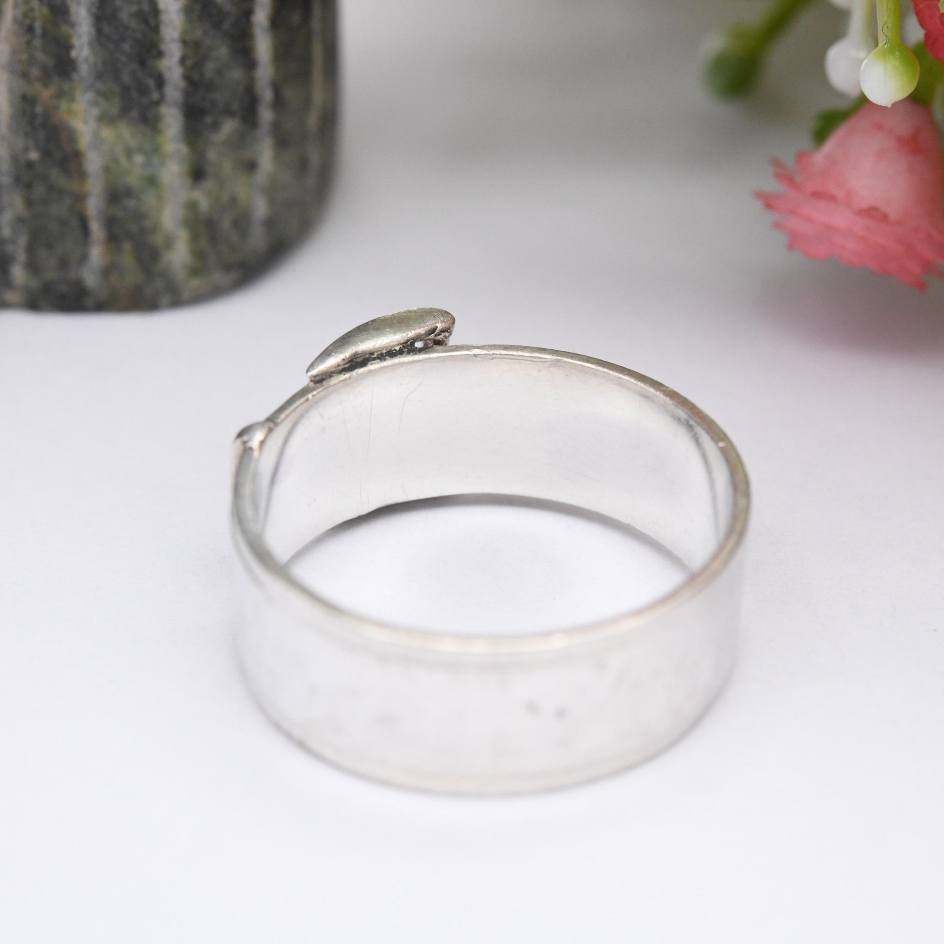 Vintage Sterling Silver Buckle Ring - Minimal Mid-Century Victorian Style | Unisex Belt Wide Band Ring | UK Size - U 1/2 | US Size - 10 1/4