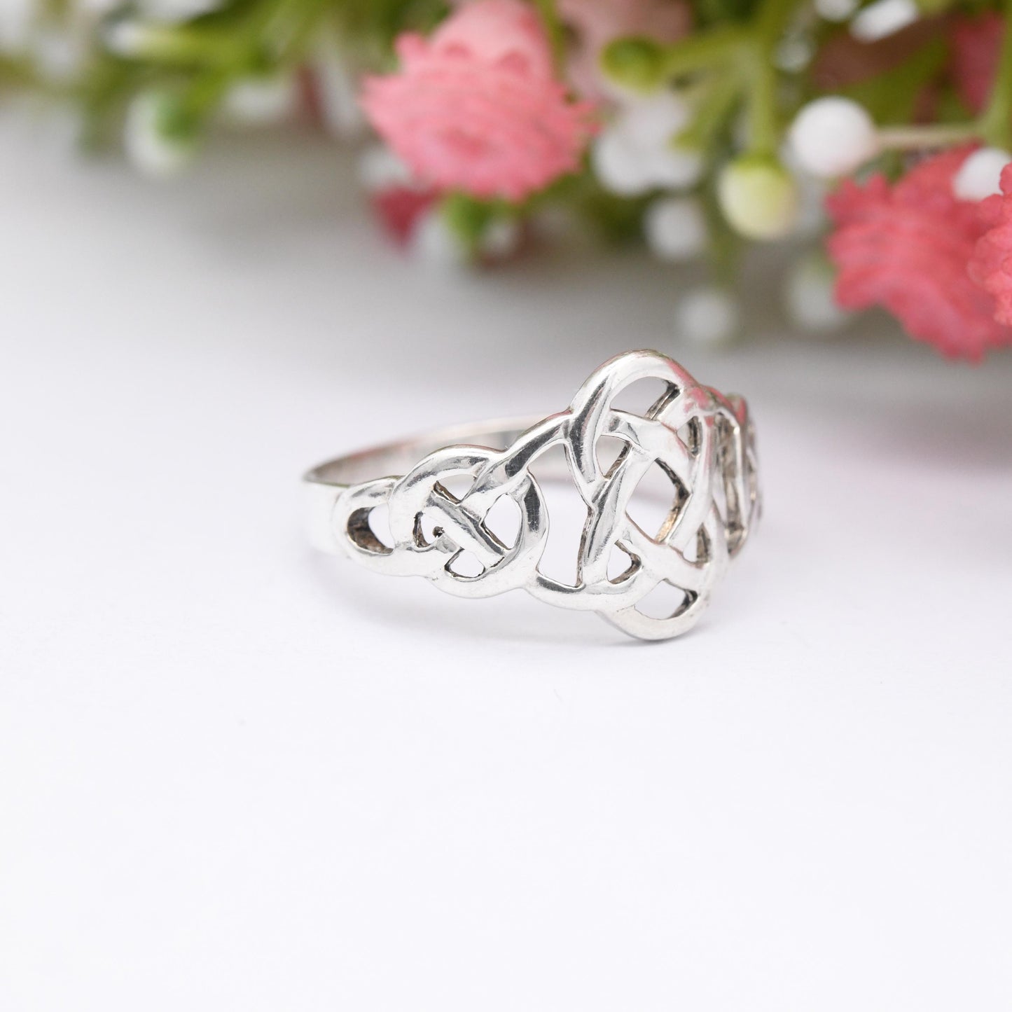 Vintage Sterling Silver Celtic Knot Ring by Kit Heath - 1990s Great British Designer | Unisex Twisted Design | UK Size - O | US Size - 7 1/4