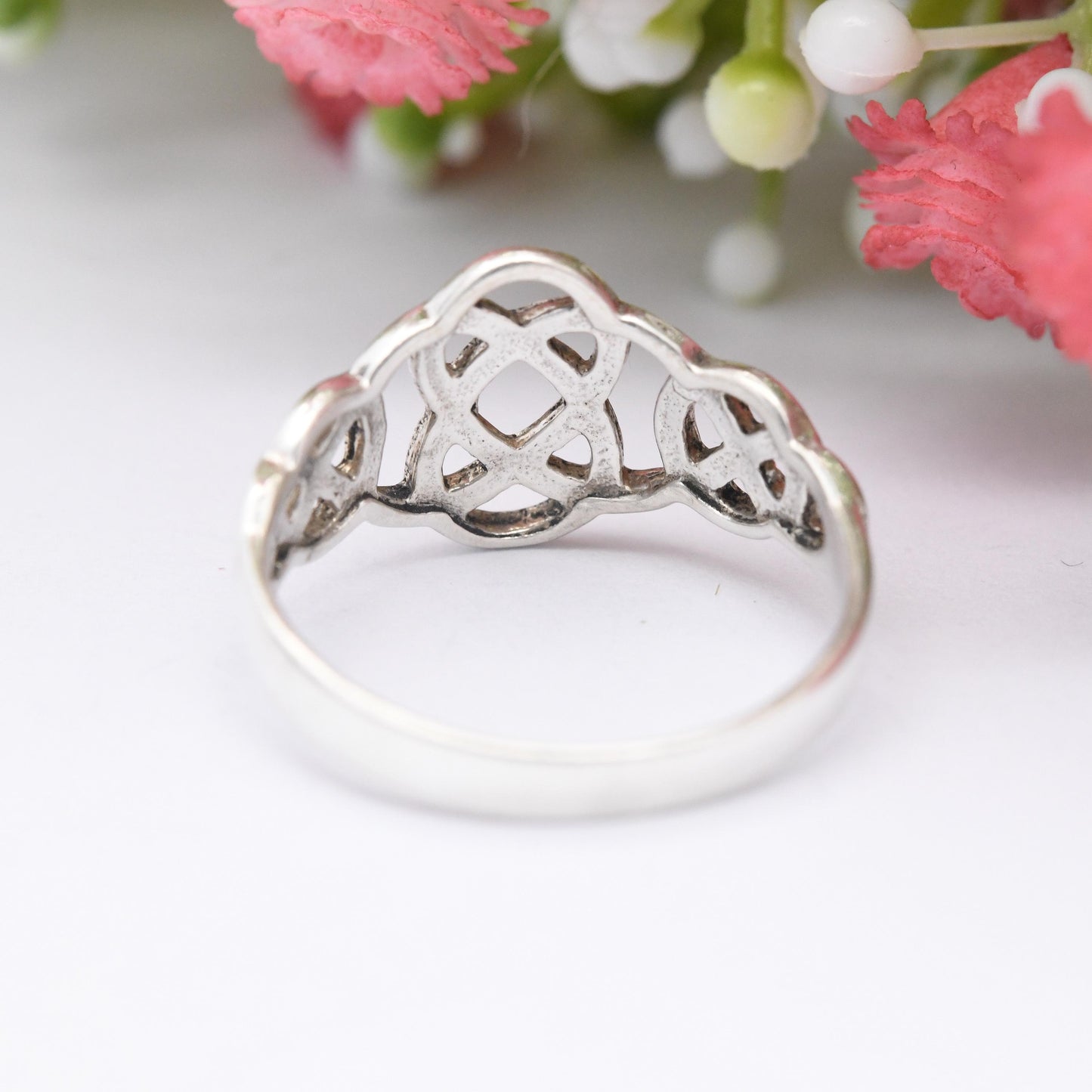 Vintage Sterling Silver Celtic Knot Ring by Kit Heath - 1990s Great British Designer | Unisex Twisted Design | UK Size - O | US Size - 7 1/4