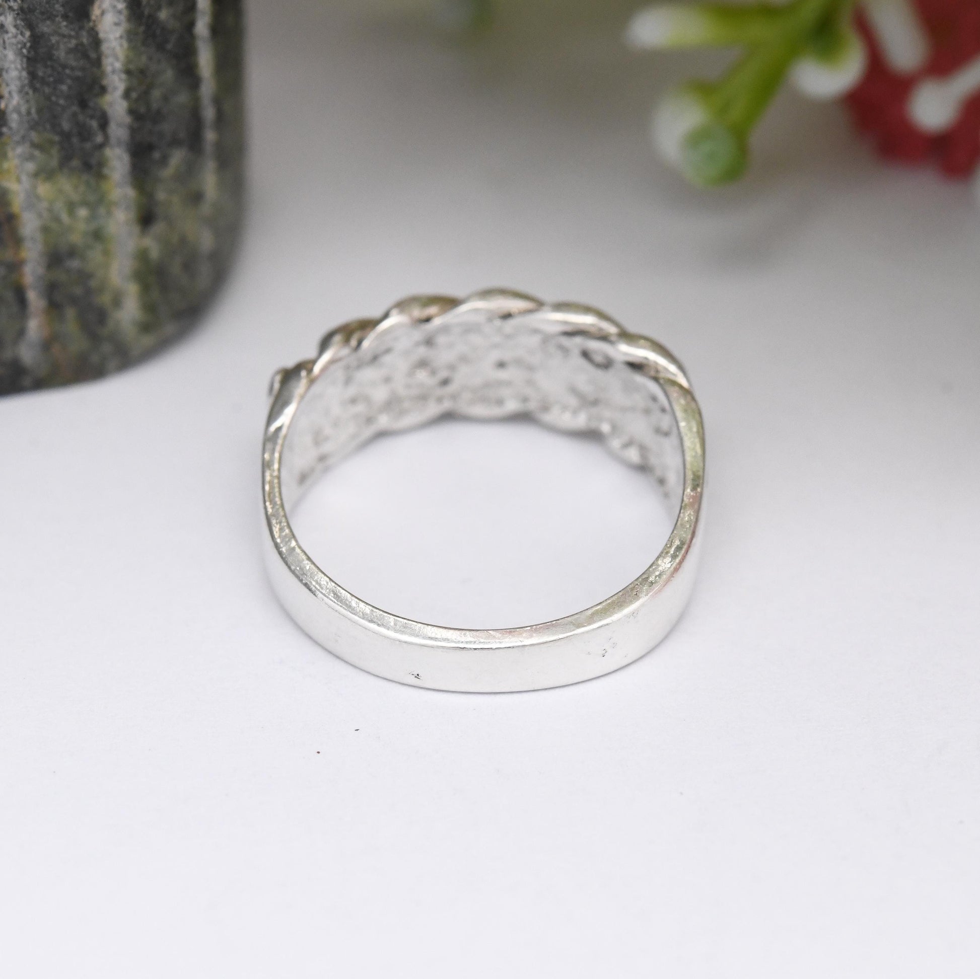 Vintage Sterling Silver Keeper Ring - 2 Rows | Minimal Unisex Everyday Silver Band Stacking Ring | UK Size - K | US Size - 5 1/4