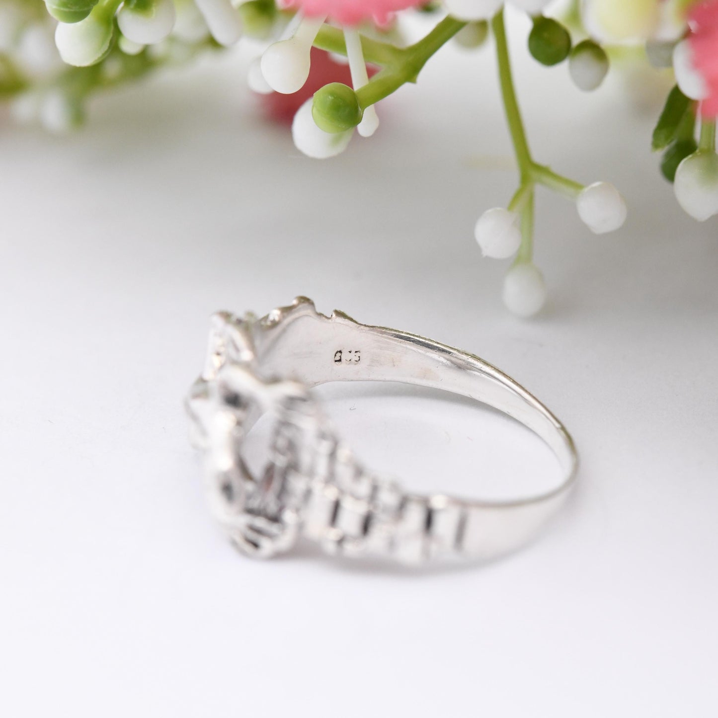 Vintage Sterling Silver Lizard Ring - Sculptural Animal Jewellery Gift for Nature Lover Gecko on a Wall | UK Size - O 1/2 | US Size - 7 1/2