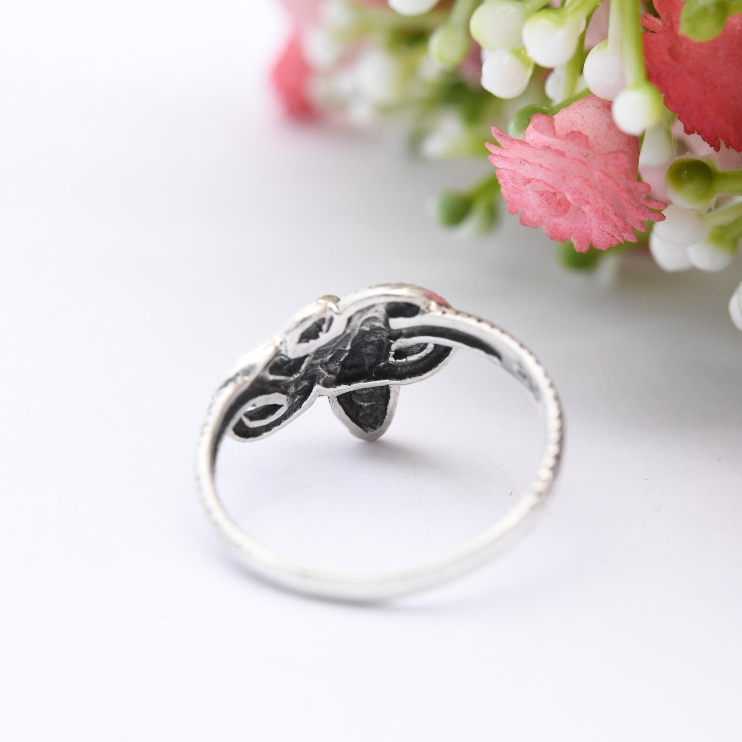 Vintage Sterling Silver Snake Ring - Twisted Coiled Snake Band Detailed Animal Jewellery | UK Size - Q 1/2 | US Size - 8 1/4