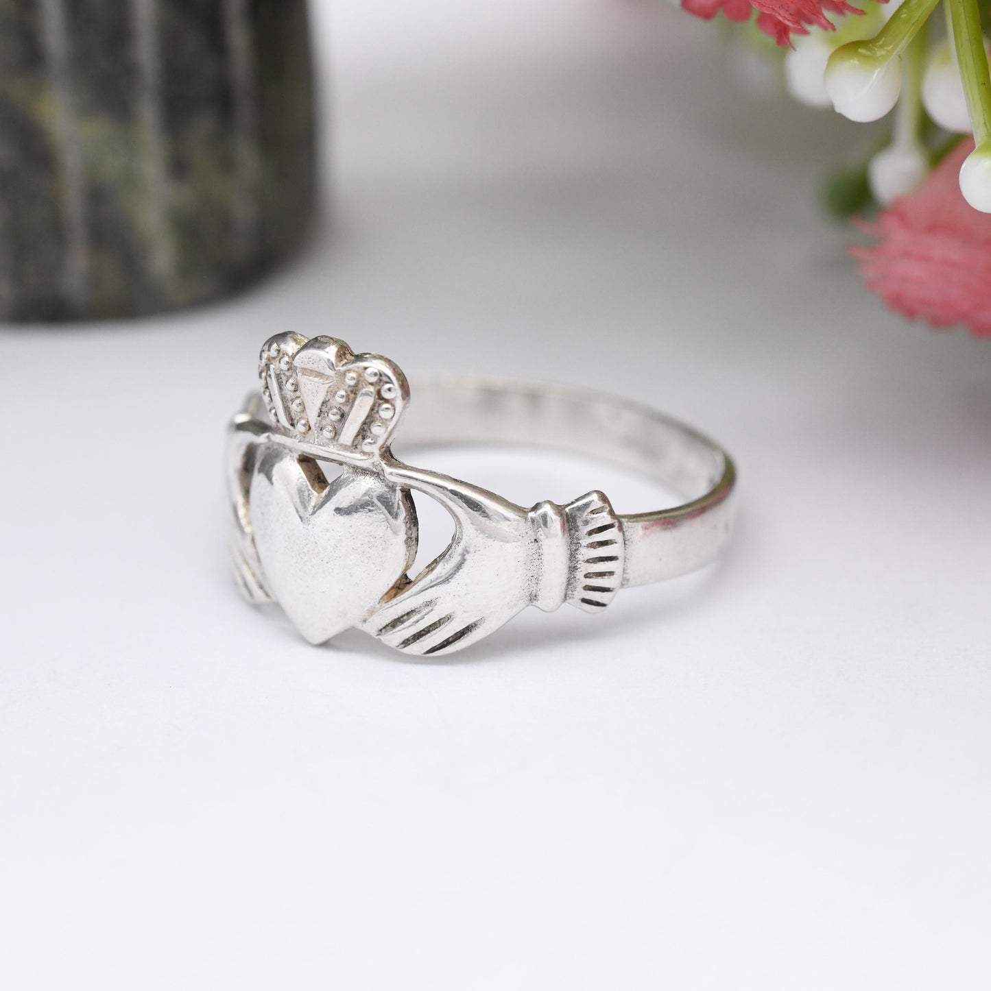 Vintage Sterling Silver Claddagh Ring 1994 - Irish Symbol Hands Holding Crowned Heart Ring Loyalty | Made in Ireland | UK Size - S | US - 9