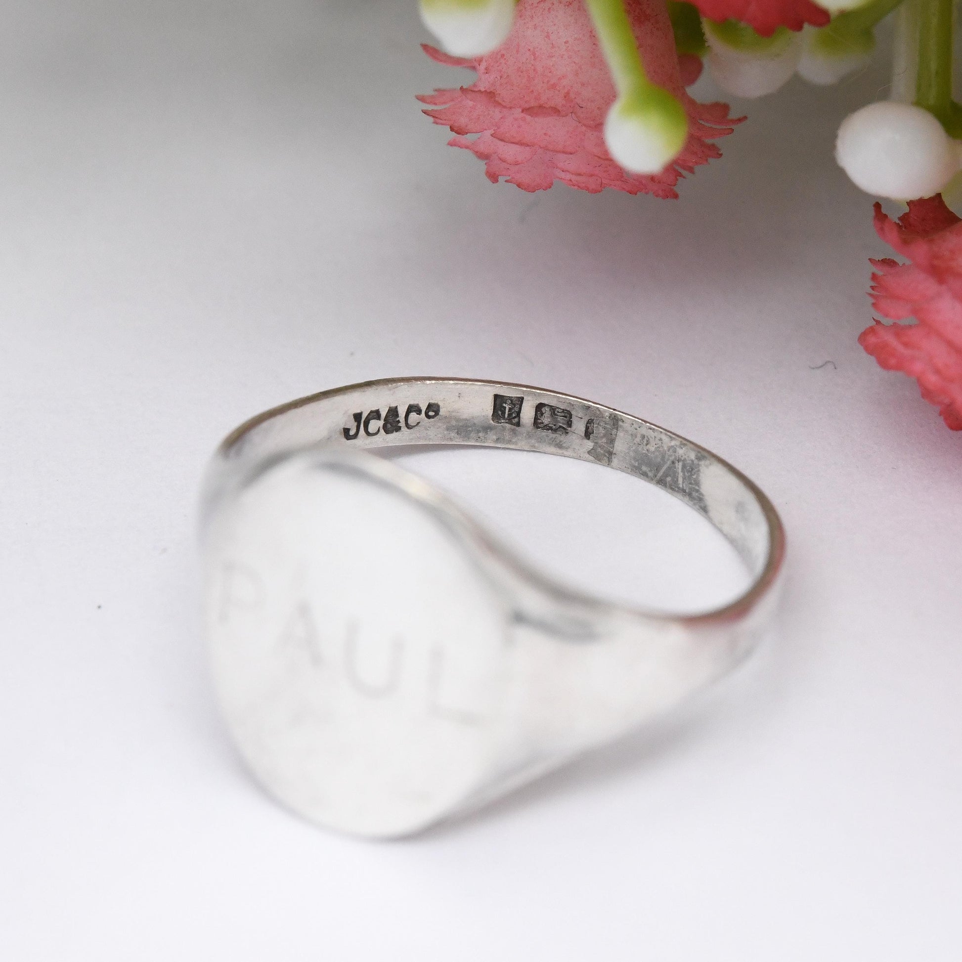 Vintage Sterling Silver Signet Ring Engraved Name Paul - Gift for Him Everyday Silver Men Personalised Ring | UK Size - P | US Size - 7 1/2