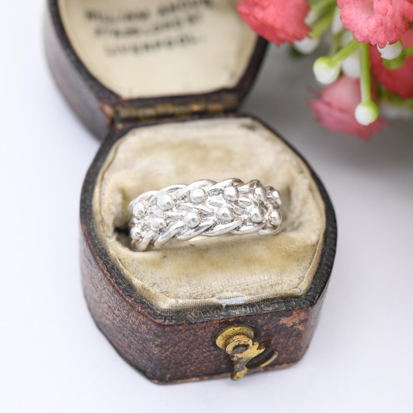 Vintage Sterling Silver Keeper Ring - 2 Rows | Unisex Everyday Silver Band | Sentimental Jewellery | UK Size - K | US Size - 5 1/4