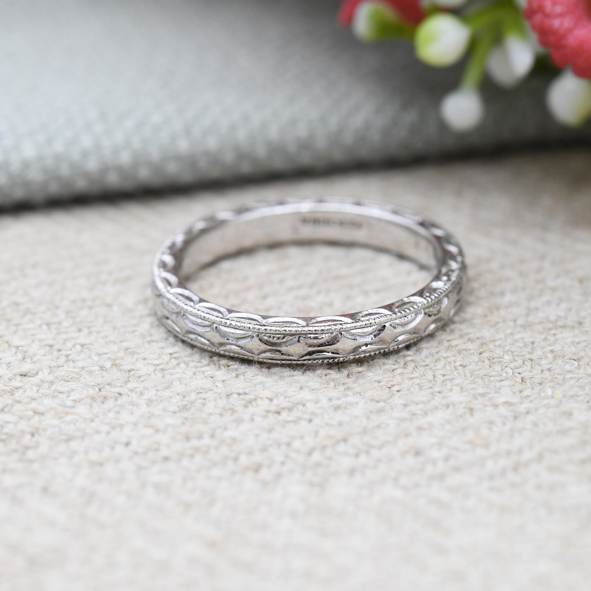 Tacori IV Sterling Silver Band Ring with Textured Patterned Band Design - Wedding Bridal Jewellery Unisex | UK Size - M | US Size - 6 1/4