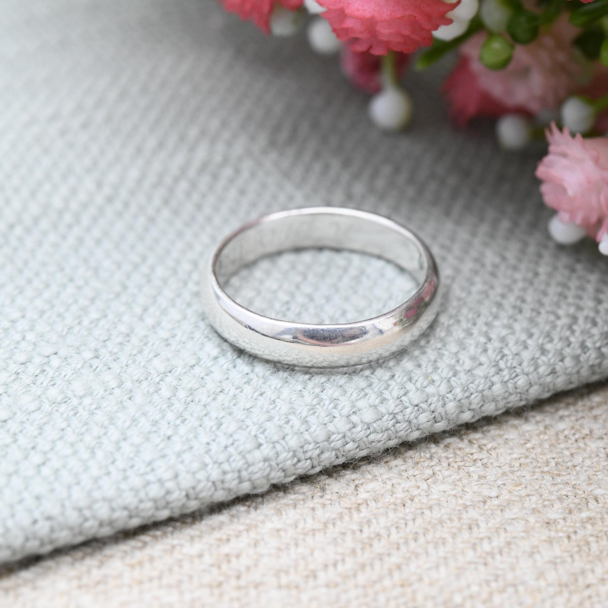 Vintage Sterling Silver Band Ring Engraved A Promise is Forever - Minimalist Stacking | Hidden Message | UK Size - K 1/2 | US Size - 5 1/2