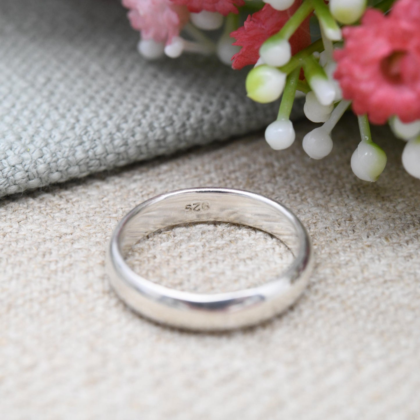 Vintage Sterling Silver Band Ring Engraved A Promise is Forever - Minimalist Stacking | Hidden Message | UK Size - K 1/2 | US Size - 5 1/2