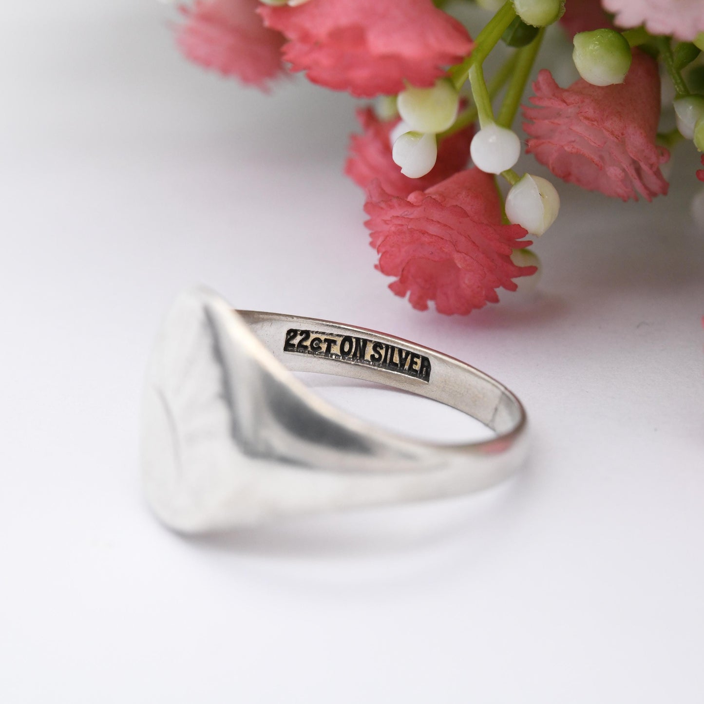 Vintage Sterling Silver Signet Ring - Light Sunrise Engraving | Mid-Century Ring Gift for Him | UK Size - S 1/2 | US Size - 9 1/2