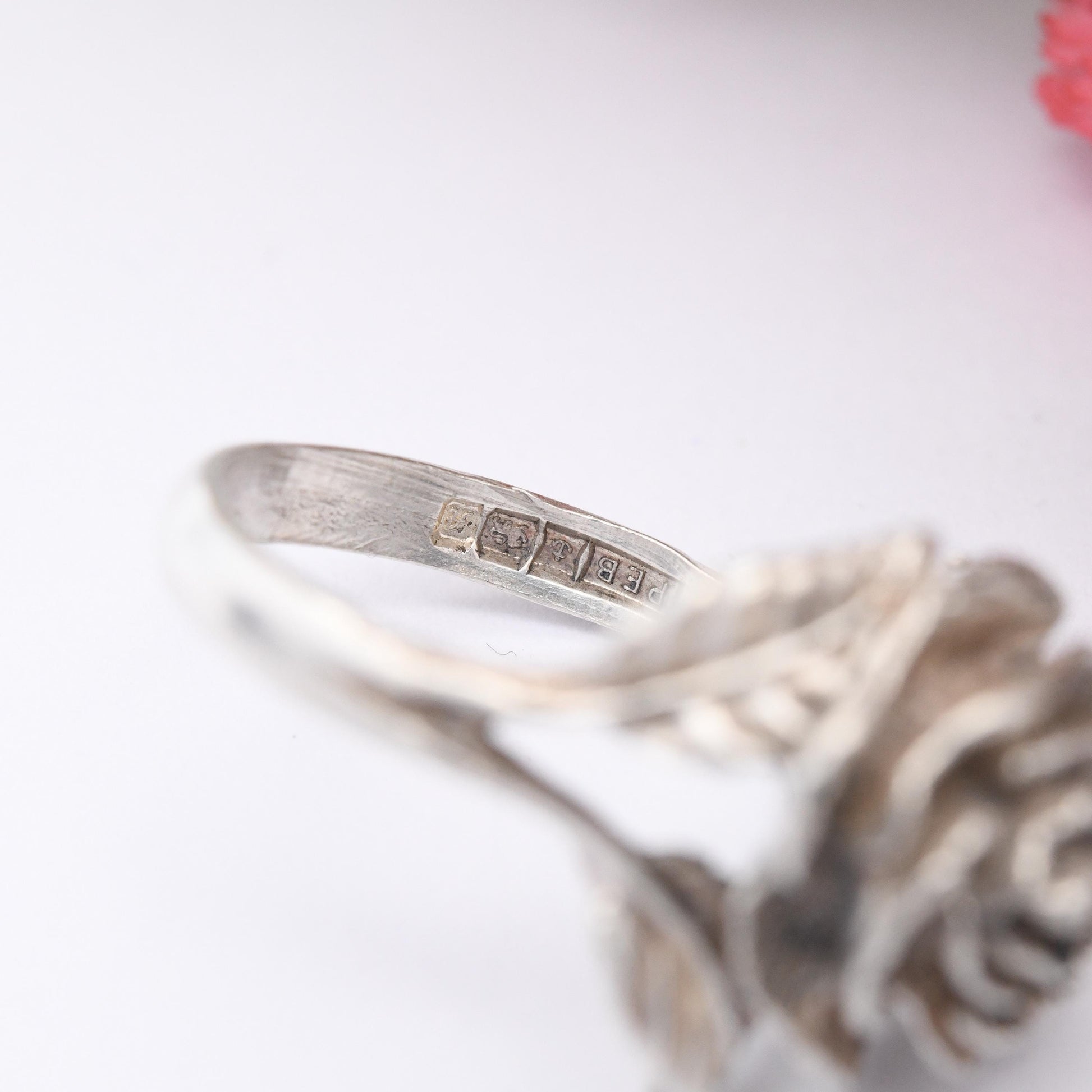 Vintage Sterling Silver Rose Ring 1975 Paul Edward Bunn - Modernist Flower Floral Shape Pretty Gift for Her | UK Size - L | US Size - 5 3/4