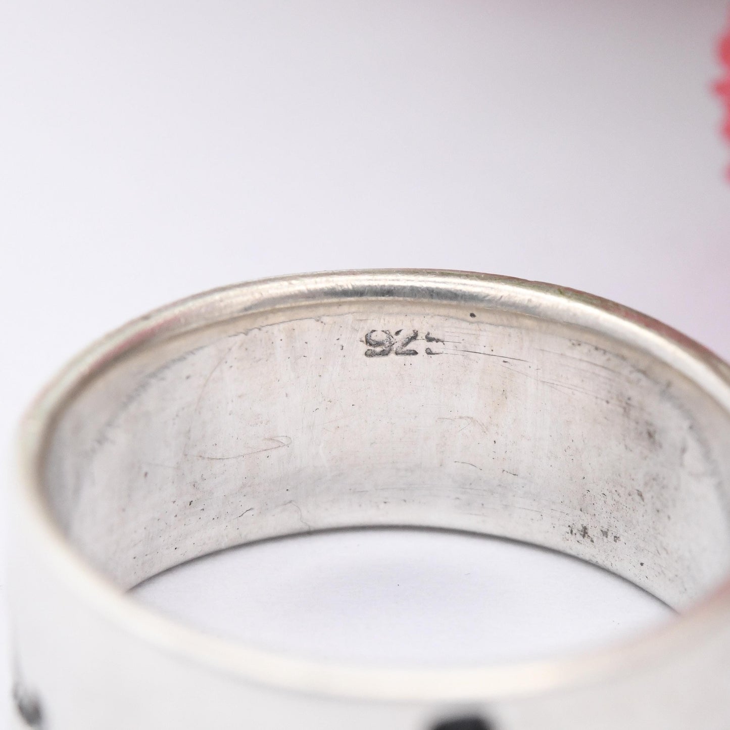 Vintage Sterling Silver Weightlifting Band Ring - Weightlifter Figures Unisex Gift for Athlete Wide Band | UK Size - R | US Size - 8 1/2