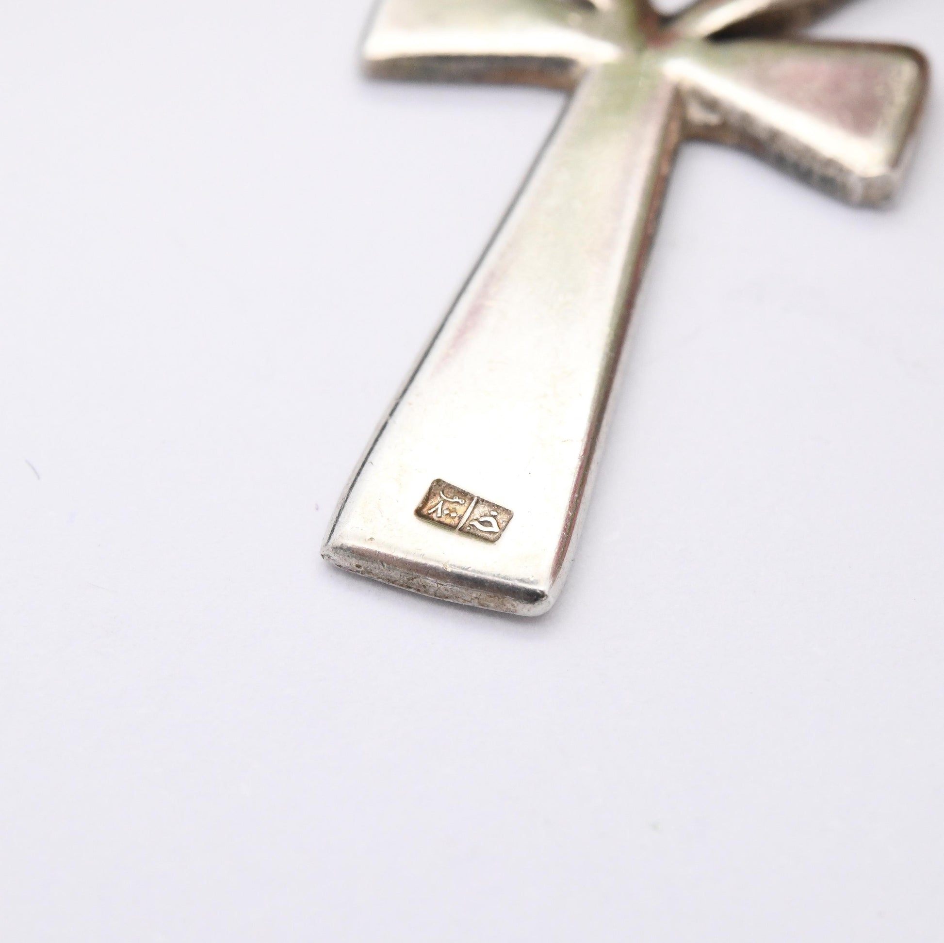 Vintage Silver Egyptian Ankh Pendant - Ancient Egypt Symbol of Life | Hooped Cross for Chunky Necklace