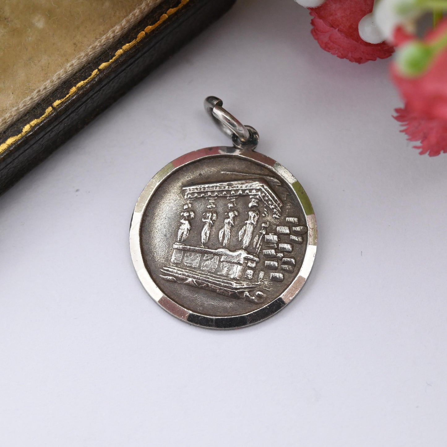 Vintage Silver Athens Acropolis Caryatids Pendant Erechtheion Temple Porch Souvenir - Ancient Greece Classical Student Gift | Greek Souvenir